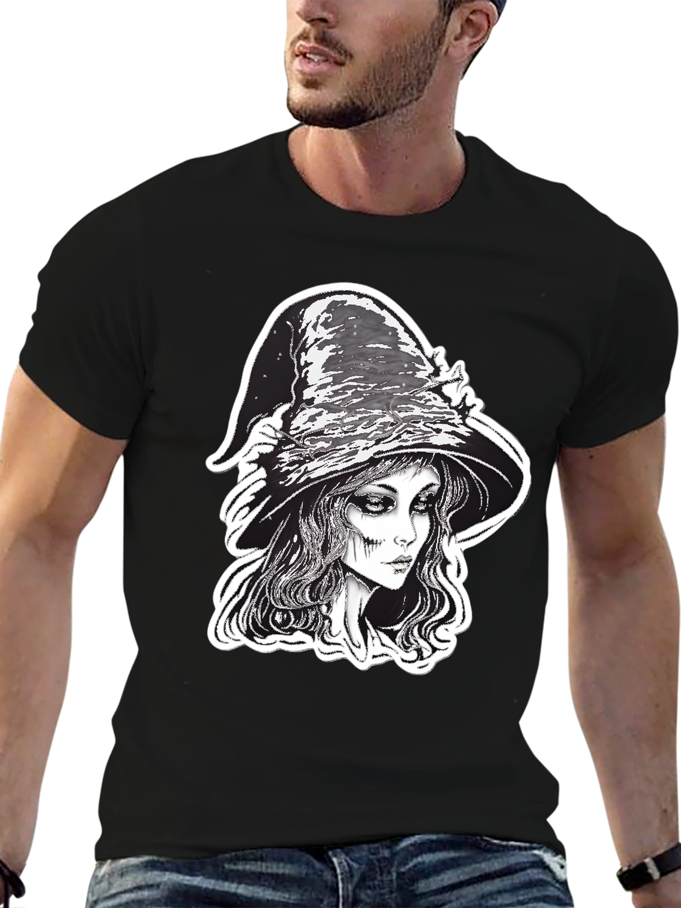 Witch Graphic Tee - Black Halloween Shirt