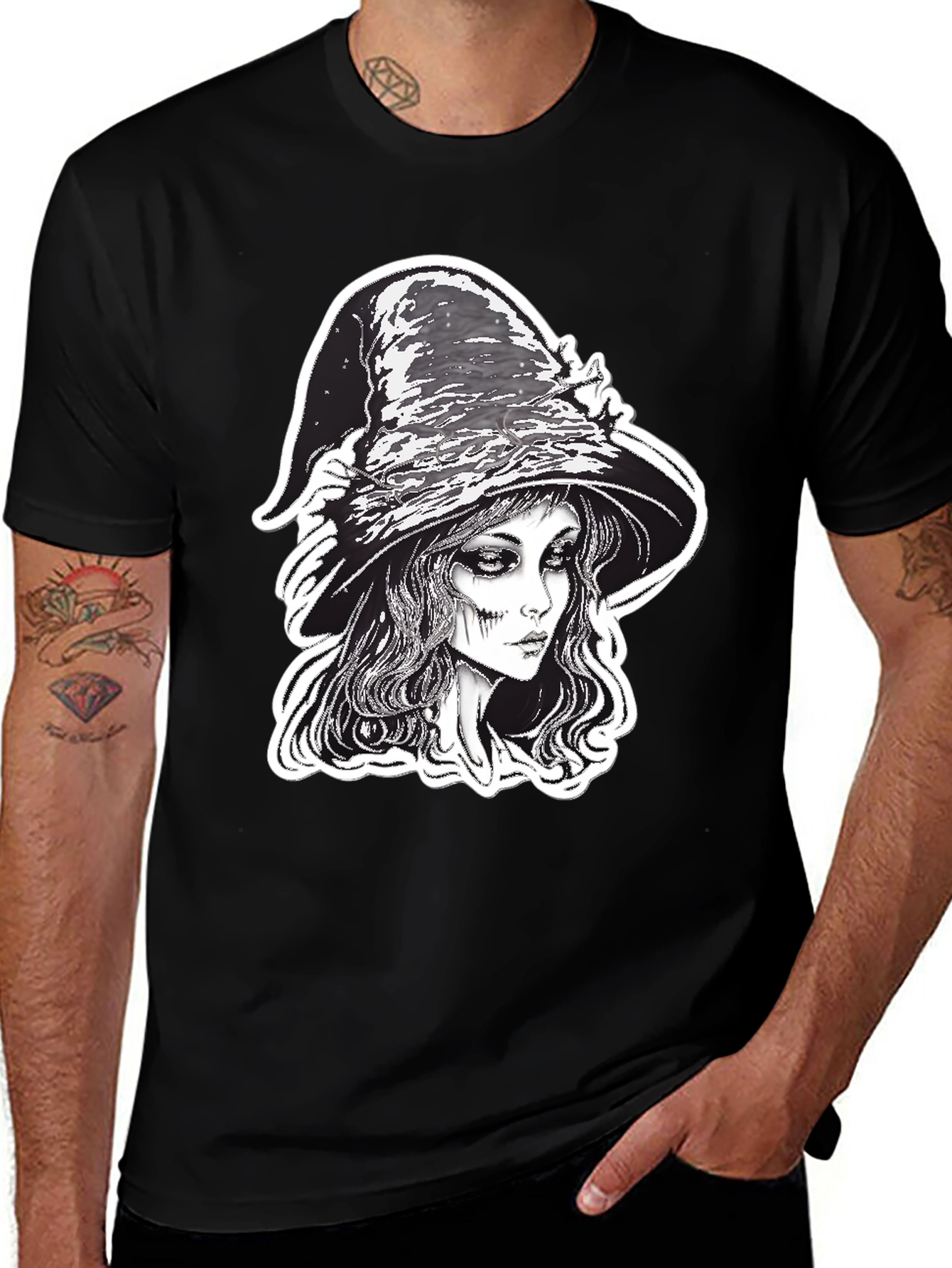 Witch Graphic Tee - Black Halloween Shirt