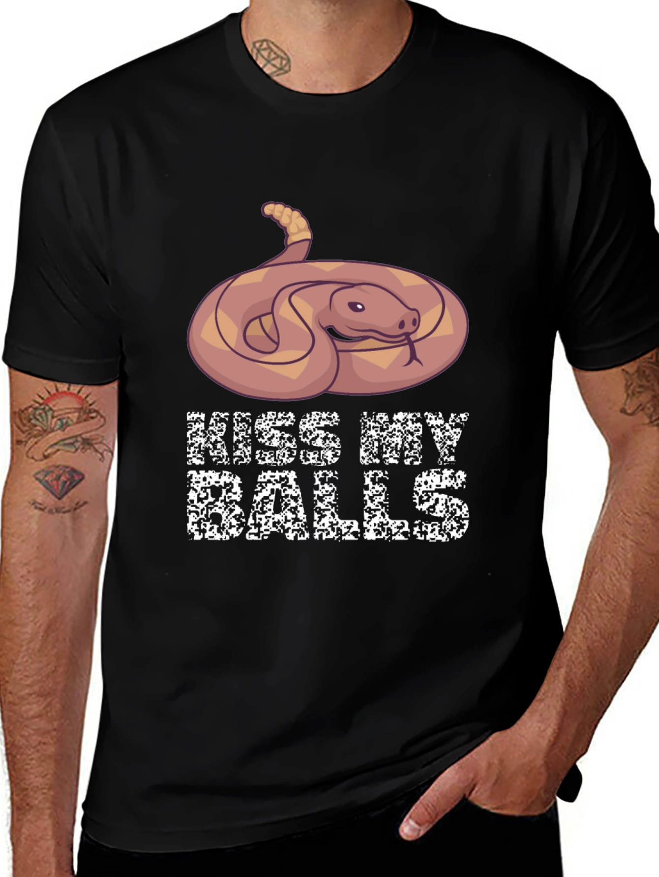 Humorous Snake Graphic T-Shirt - Kiss My Balls