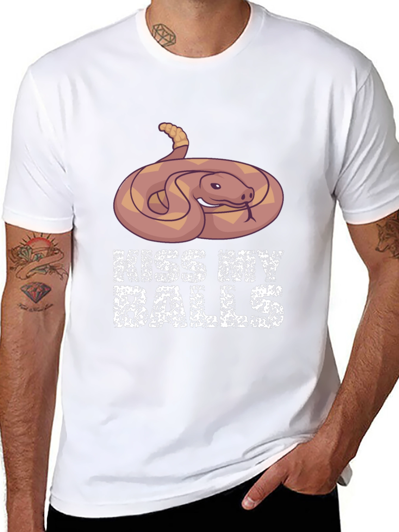 Humorous Snake Graphic T-Shirt - Kiss My Balls