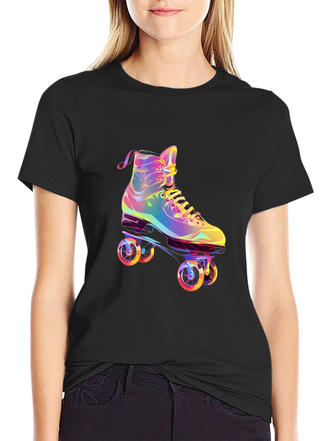 Retro Rainbow Roller Skate Graphic Tee