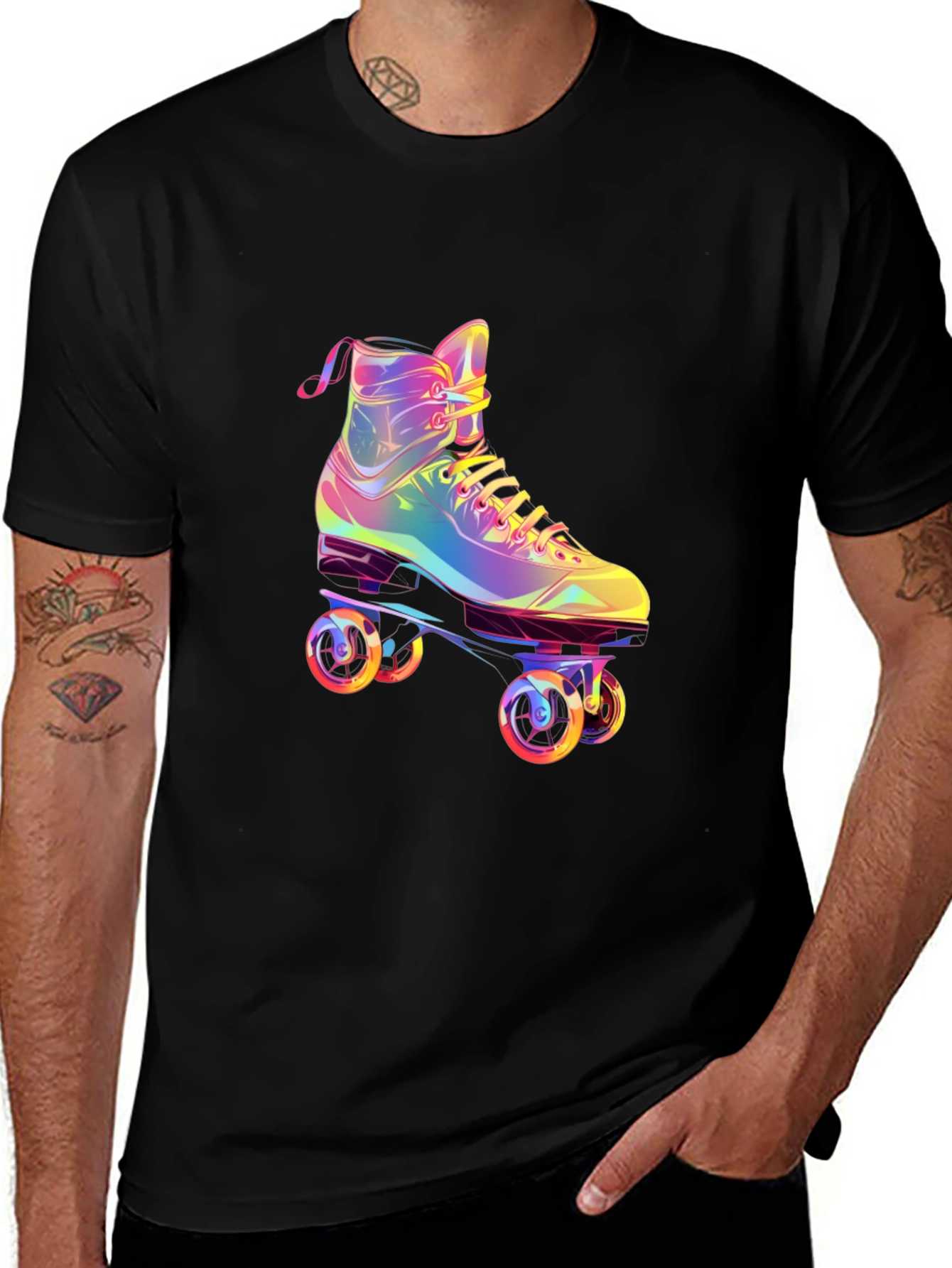 Retro Rainbow Roller Skate Graphic Tee
