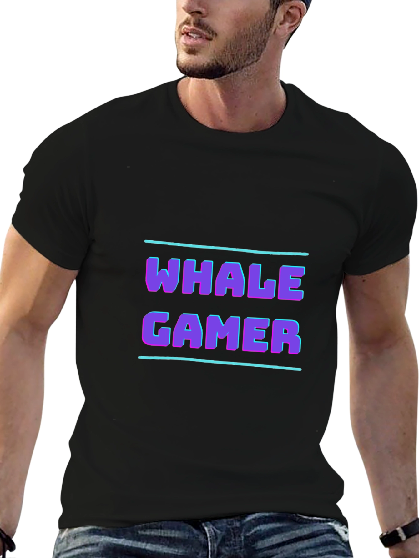 Whale Gamer Black T-Shirt