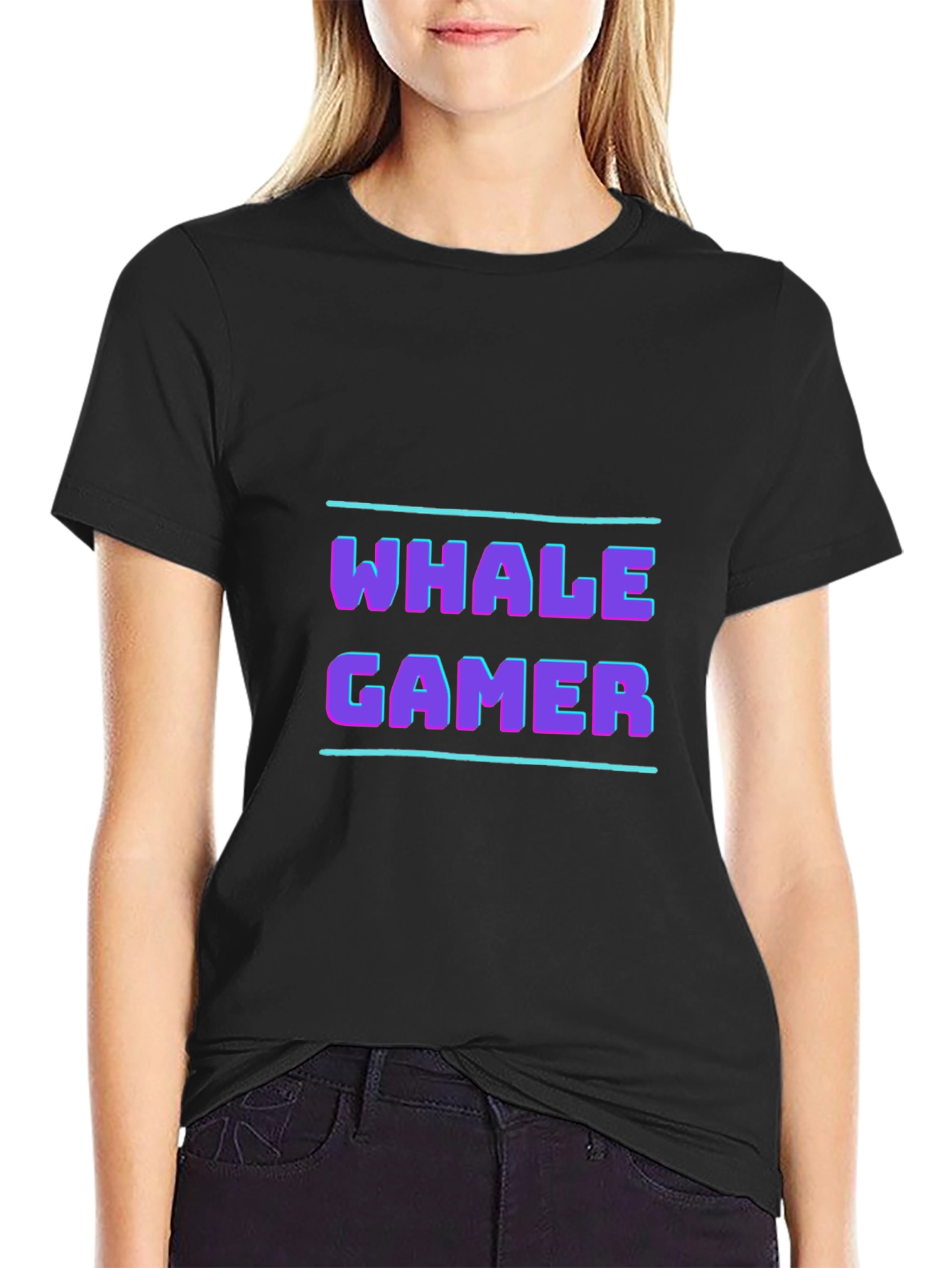 Whale Gamer Black T-Shirt