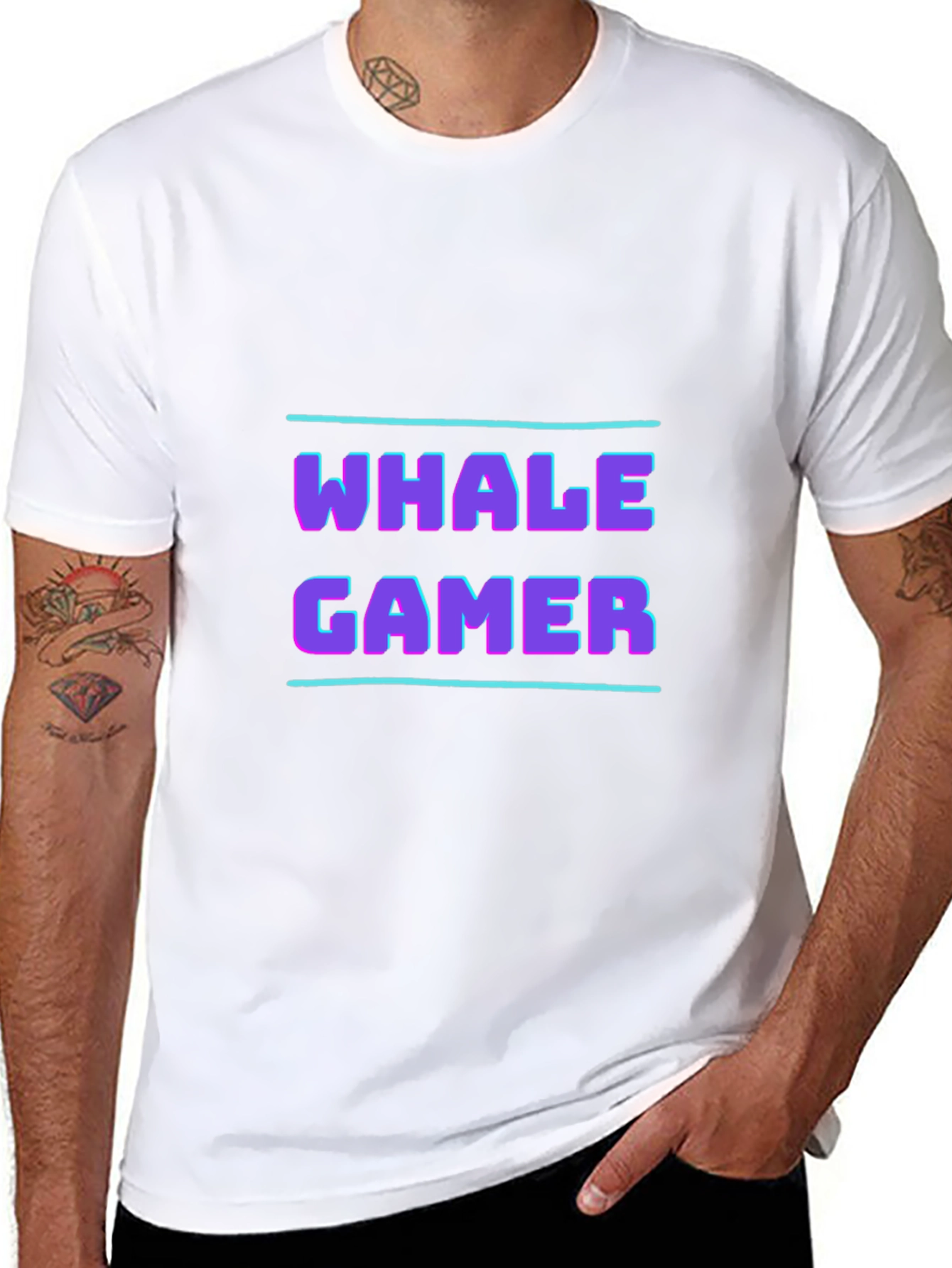 Whale Gamer Black T-Shirt