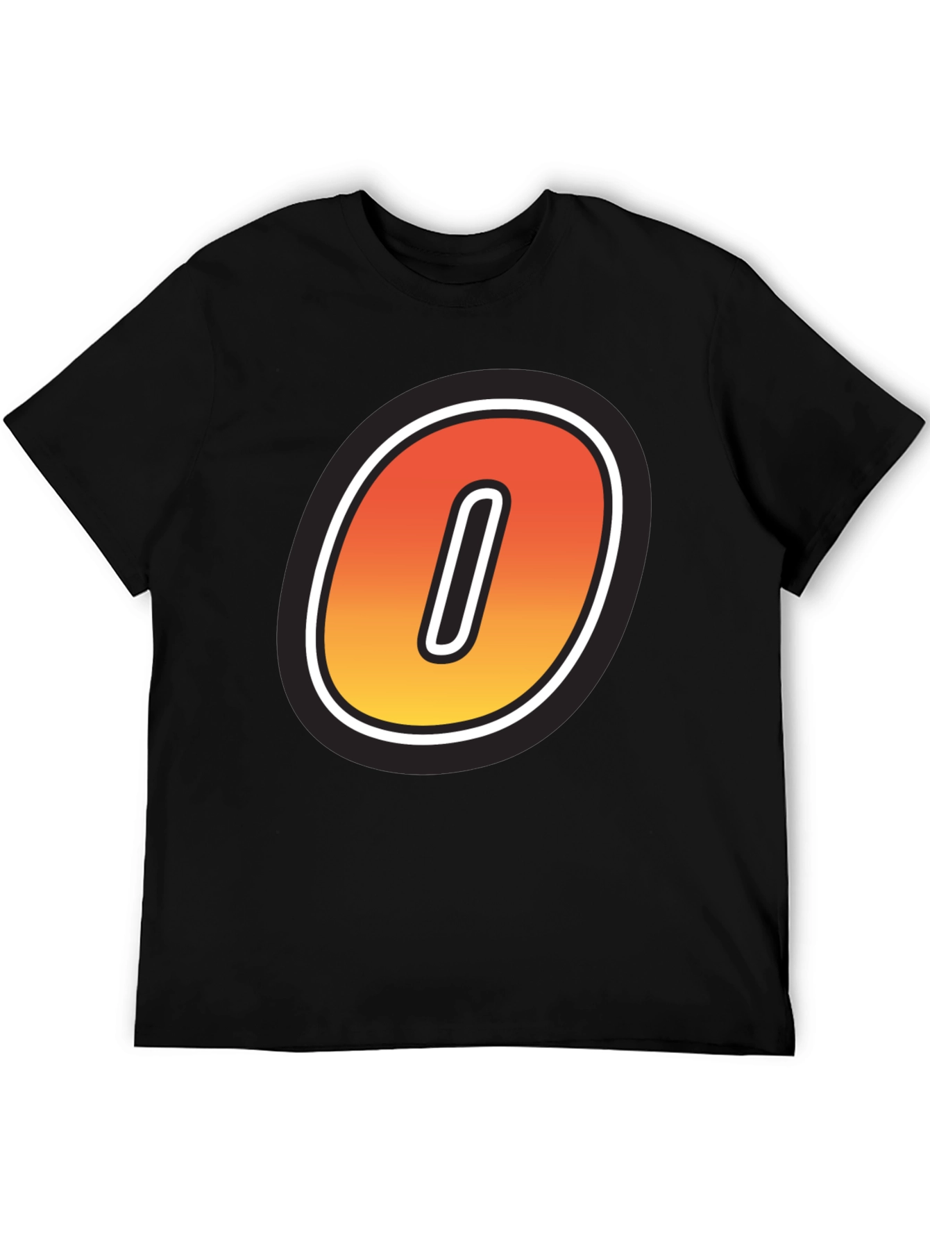 Stylish Black T-Shirt with Bold Number 0 Design