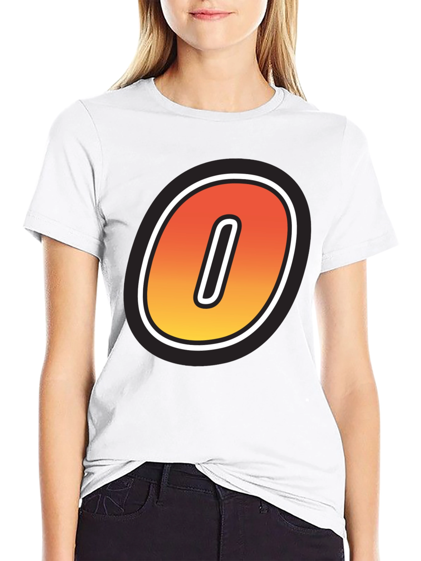 Stylish Black T-Shirt with Bold Number 0 Design
