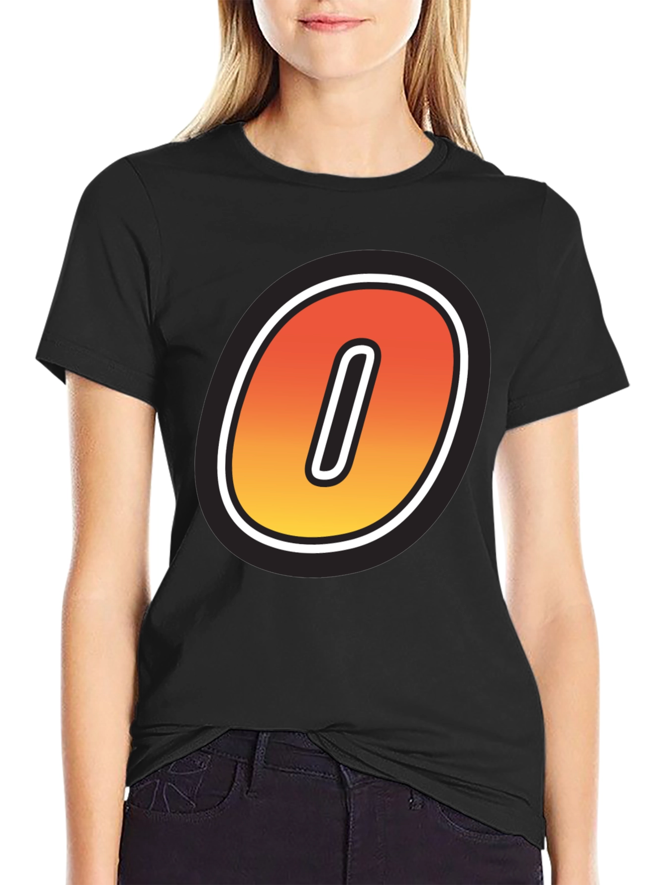 Stylish Black T-Shirt with Bold Number 0 Design