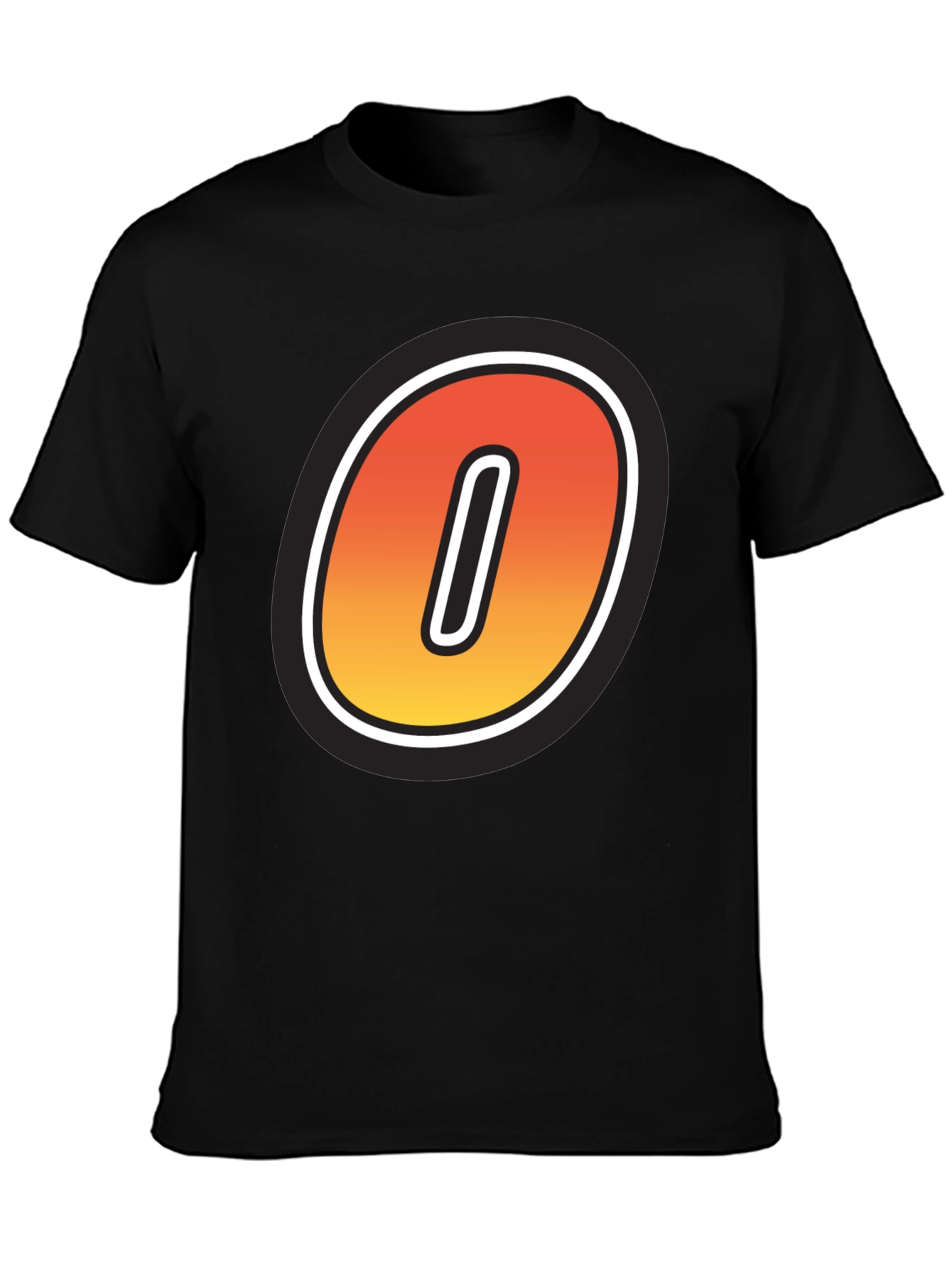 Stylish Black T-Shirt with Bold Number 0 Design