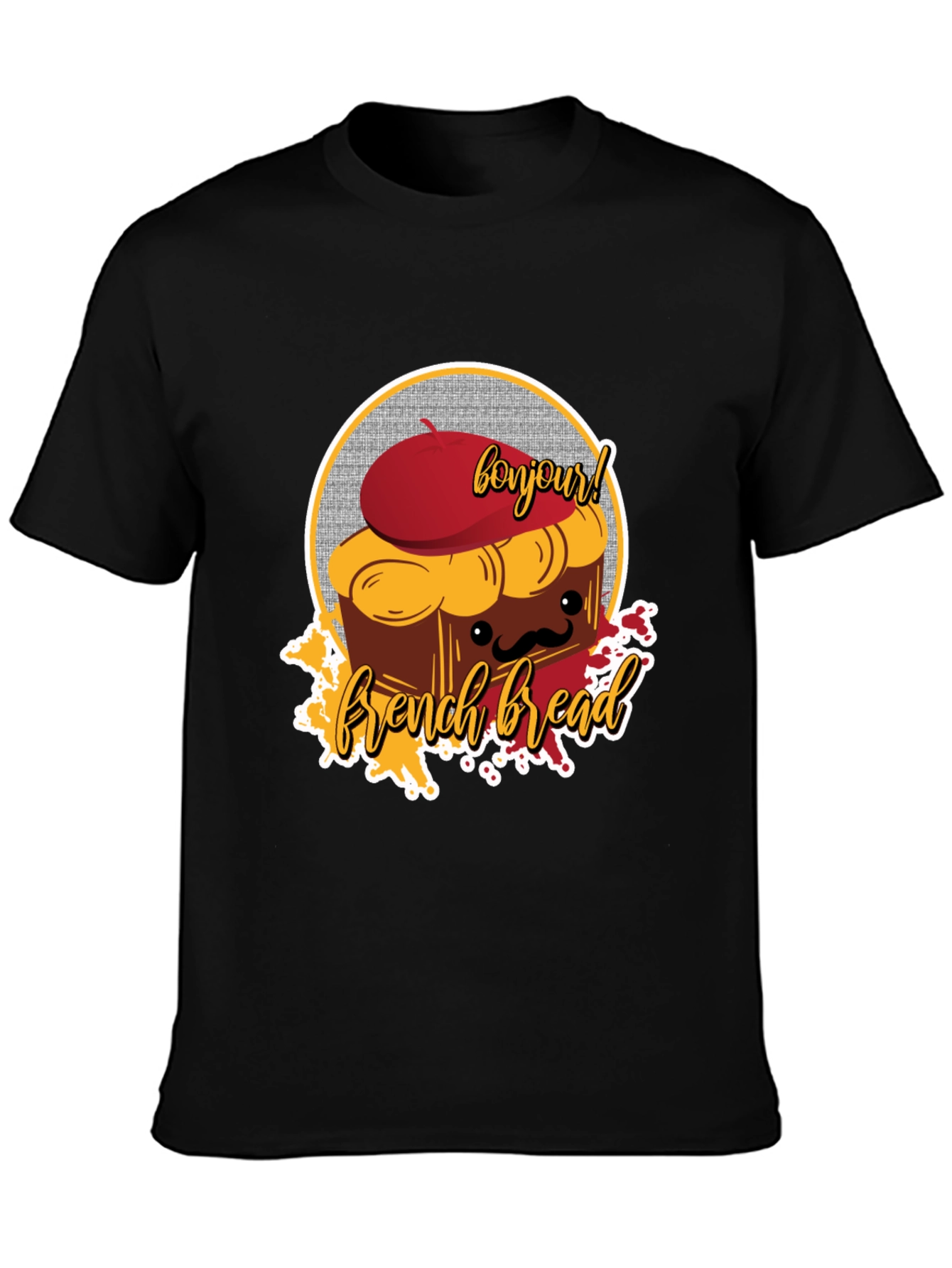 French Bread T-Shirt - Bonjour Cartoon Graphic Tee