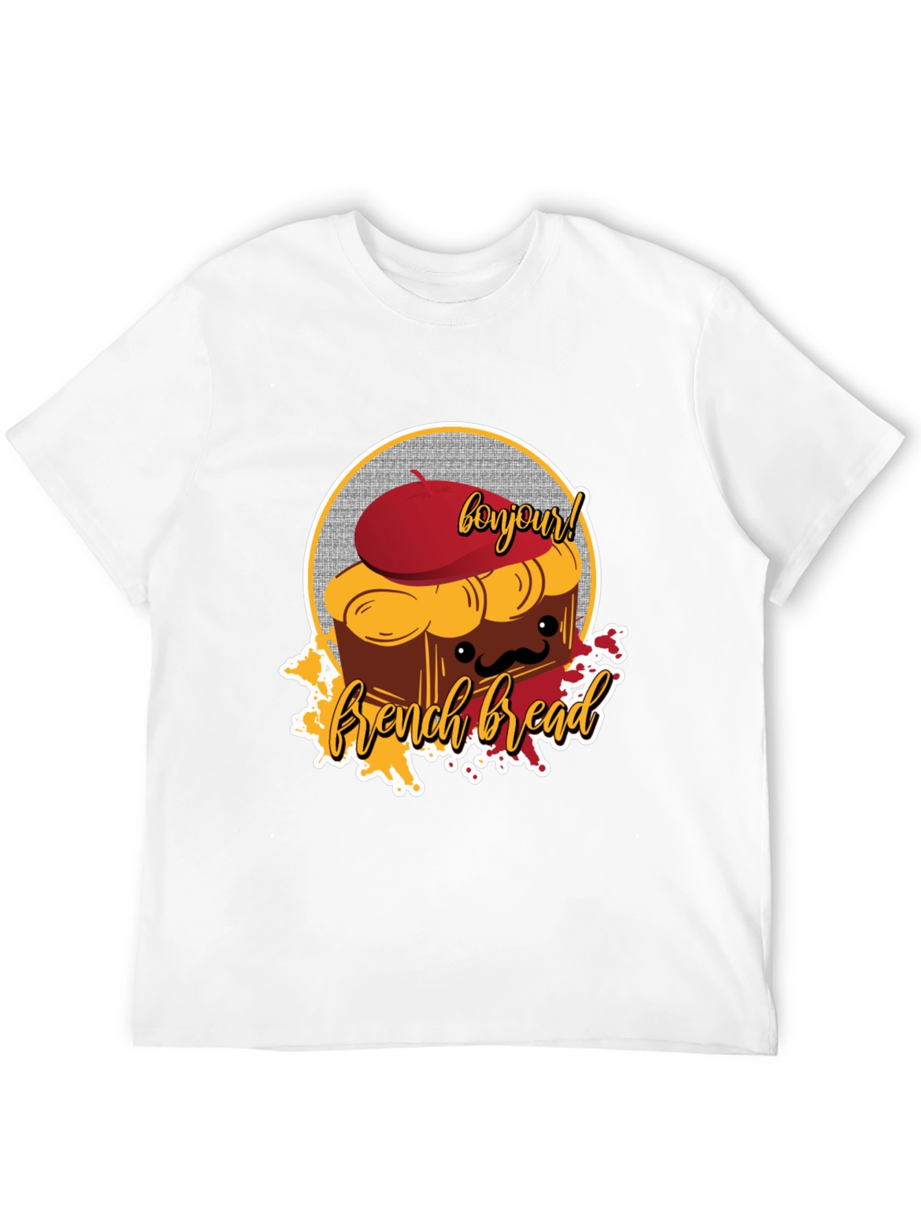 French Bread T-Shirt - Bonjour Cartoon Graphic Tee