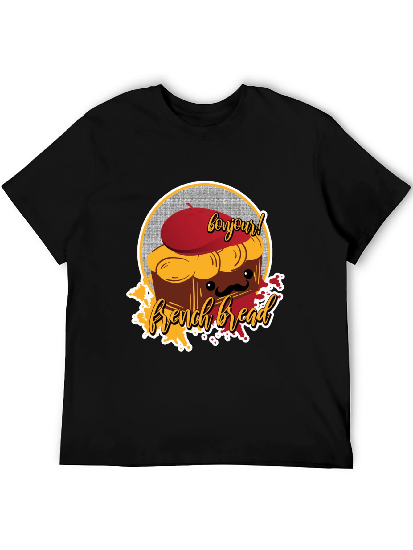 French Bread T-Shirt - Bonjour Cartoon Graphic Tee
