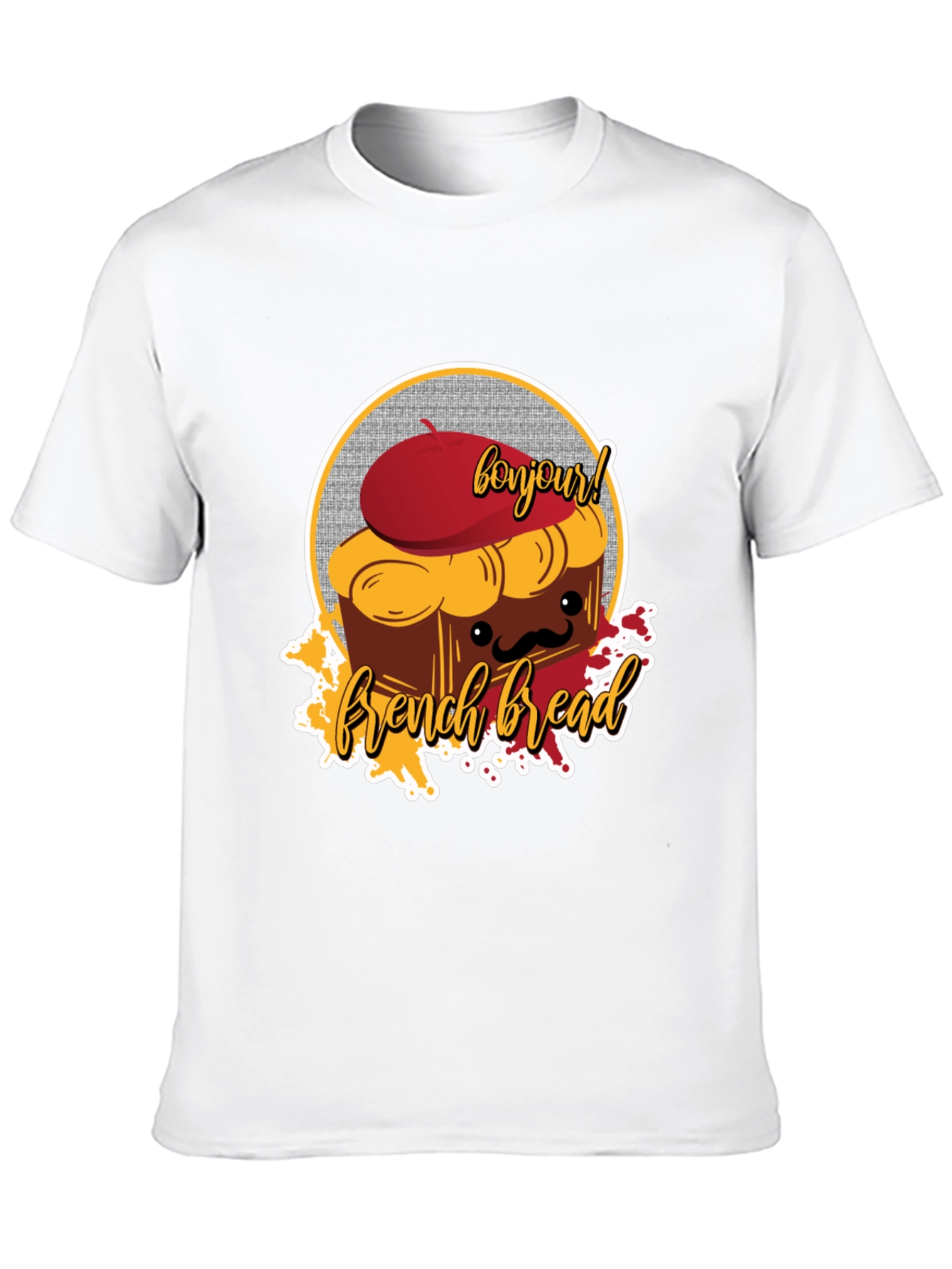 French Bread T-Shirt - Bonjour Cartoon Graphic Tee