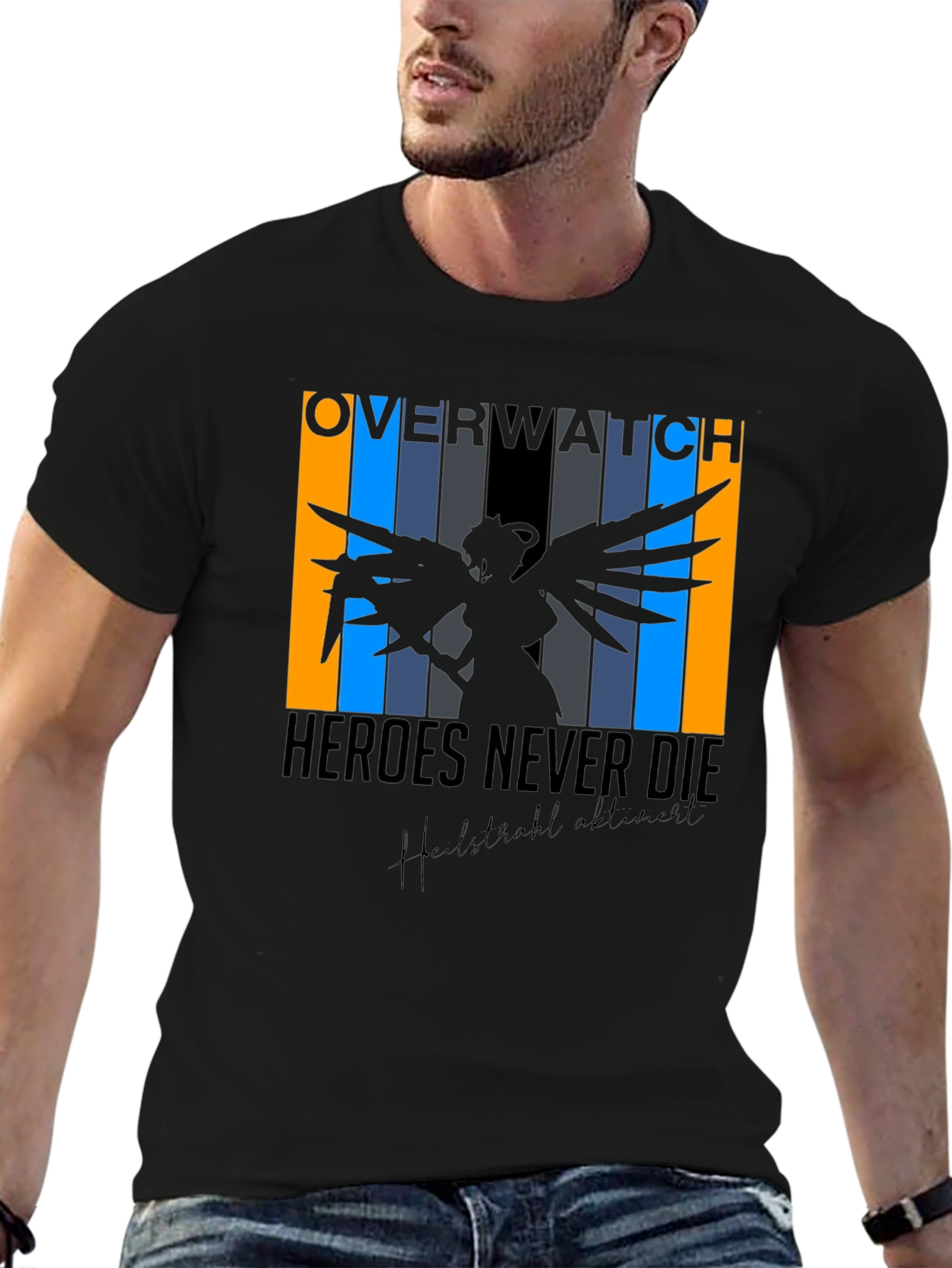 Overwatch Mercy Heroes Never Die Black T-Shirt
