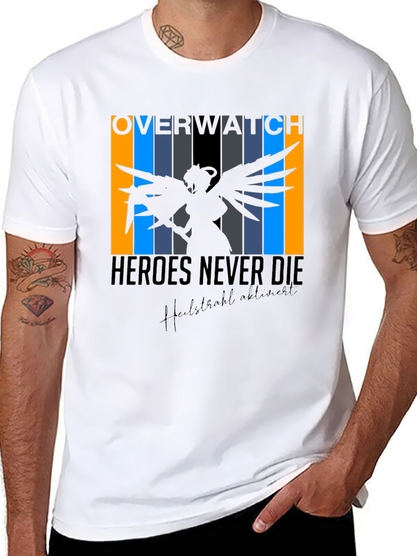 Overwatch Mercy Heroes Never Die Black T-Shirt