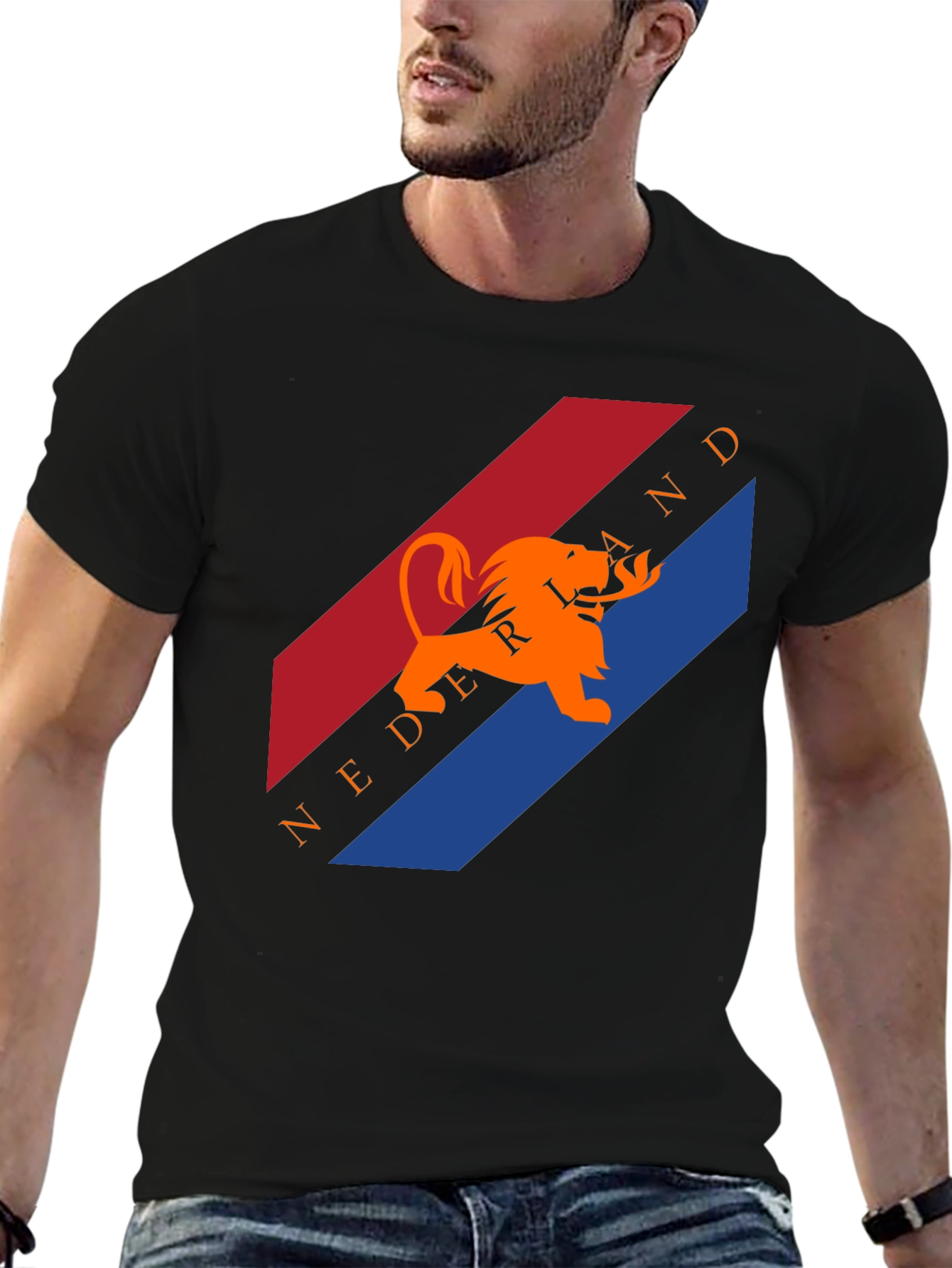 Netherlands Lion Graphic Black T-Shirt