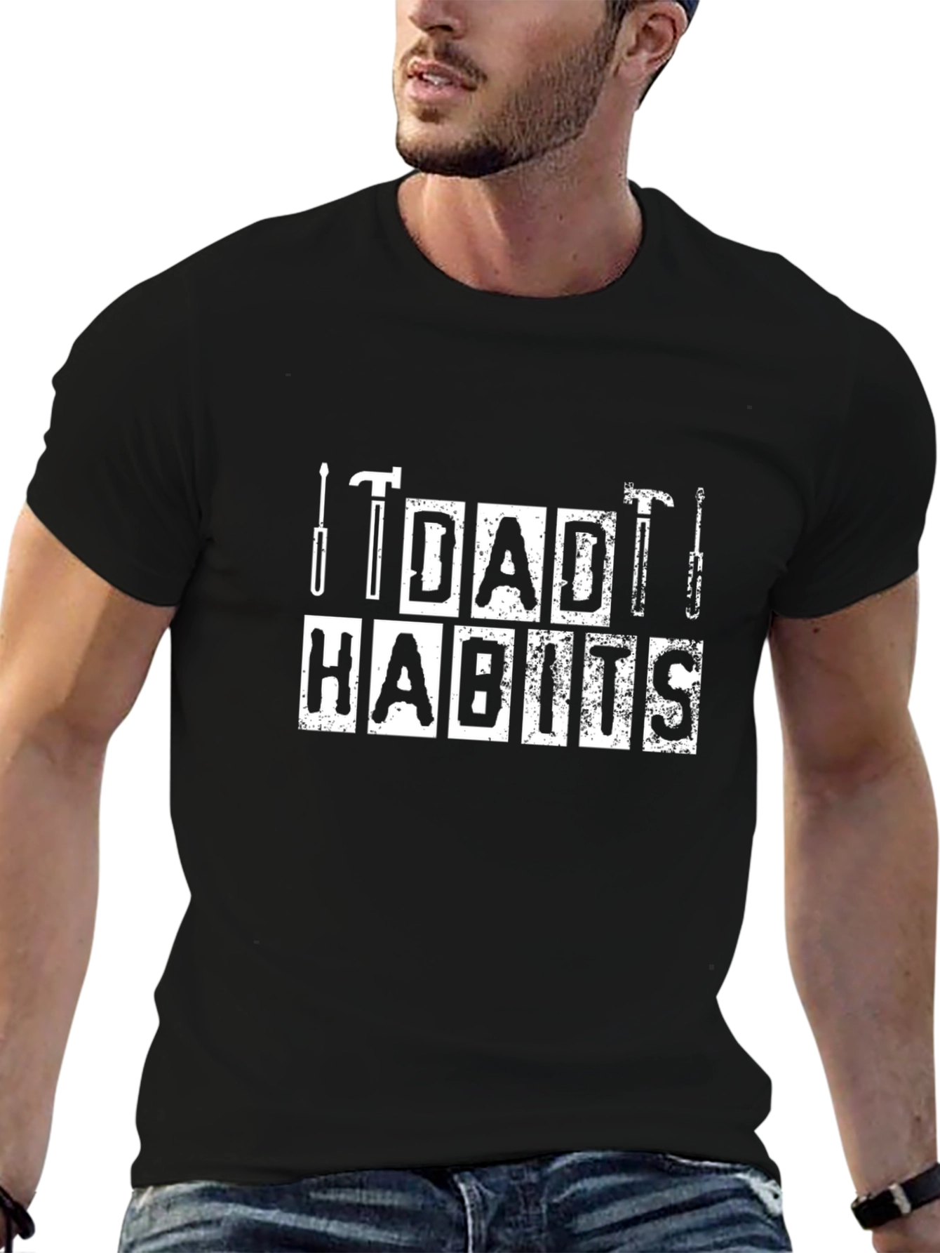 Dad Habits Graphic T-Shirt - Black Cotton Tee