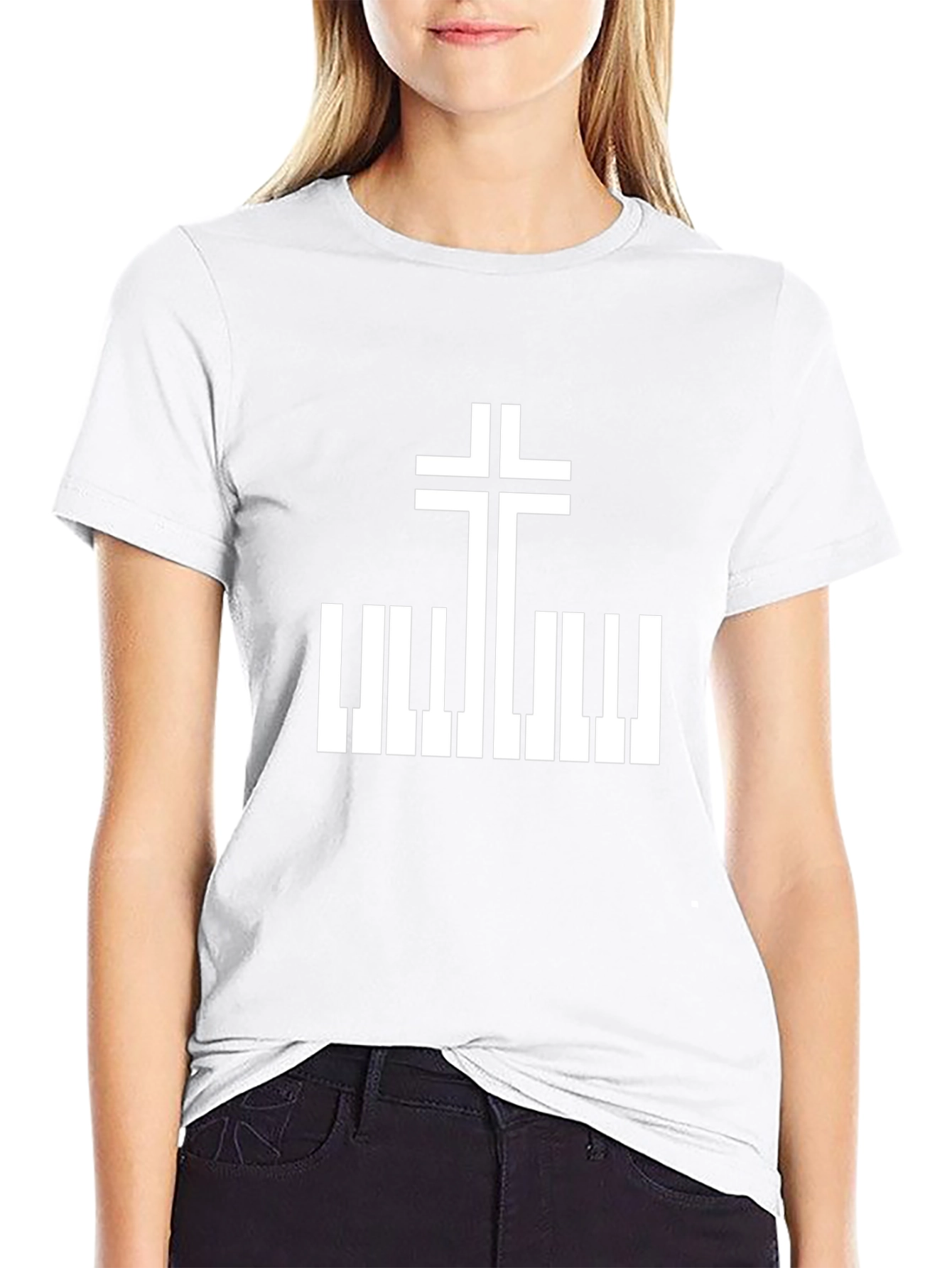 Piano Cross Graphic T-Shirt - Christian Music Tee