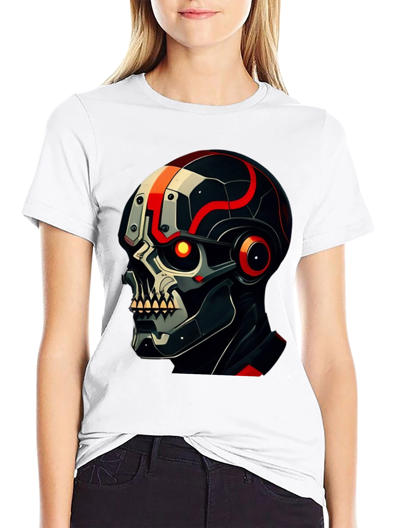 Cyber Skull Graphic T-Shirt - Edgy Style
