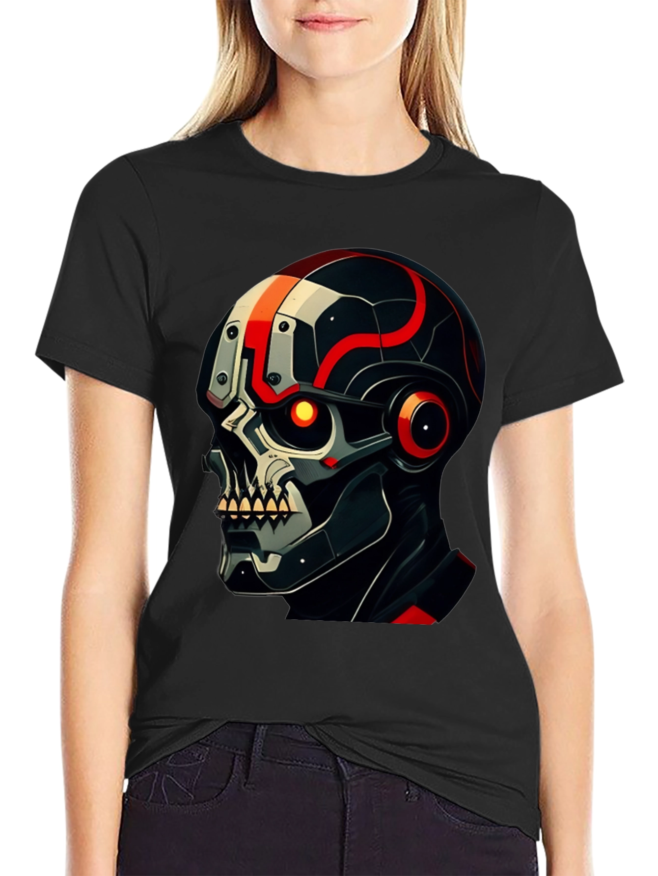 Cyber Skull Graphic T-Shirt - Edgy Style