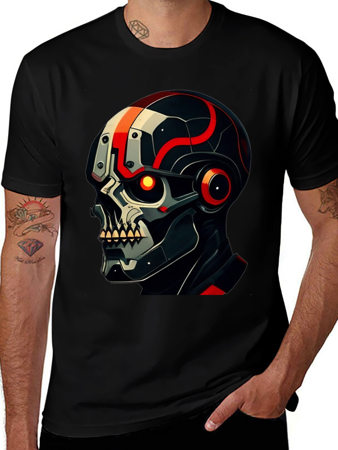 Cyber Skull Graphic T-Shirt - Edgy Style