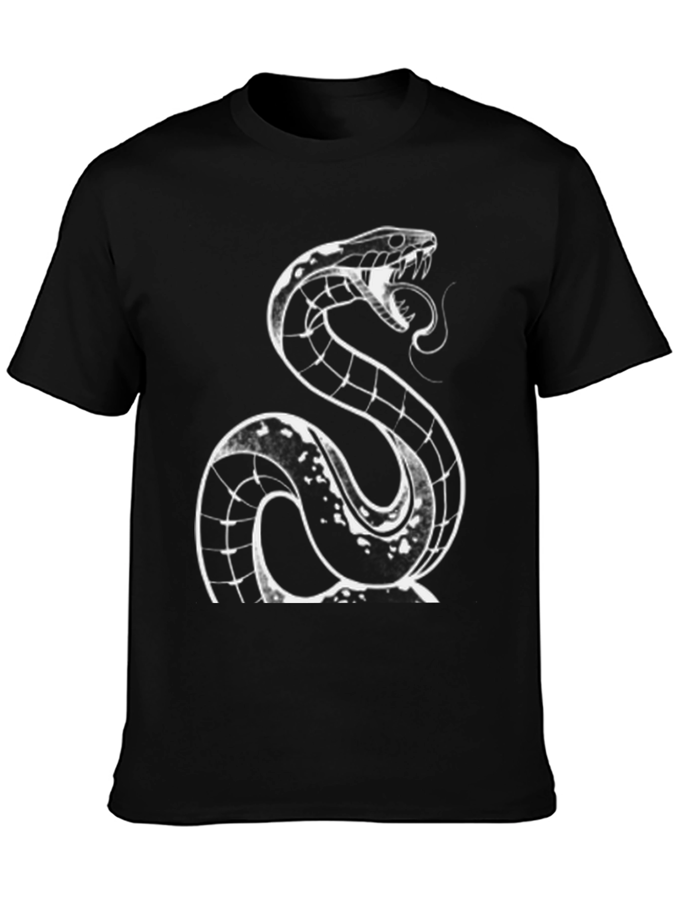 Snake Graphic Tee - Black Cotton T-Shirt