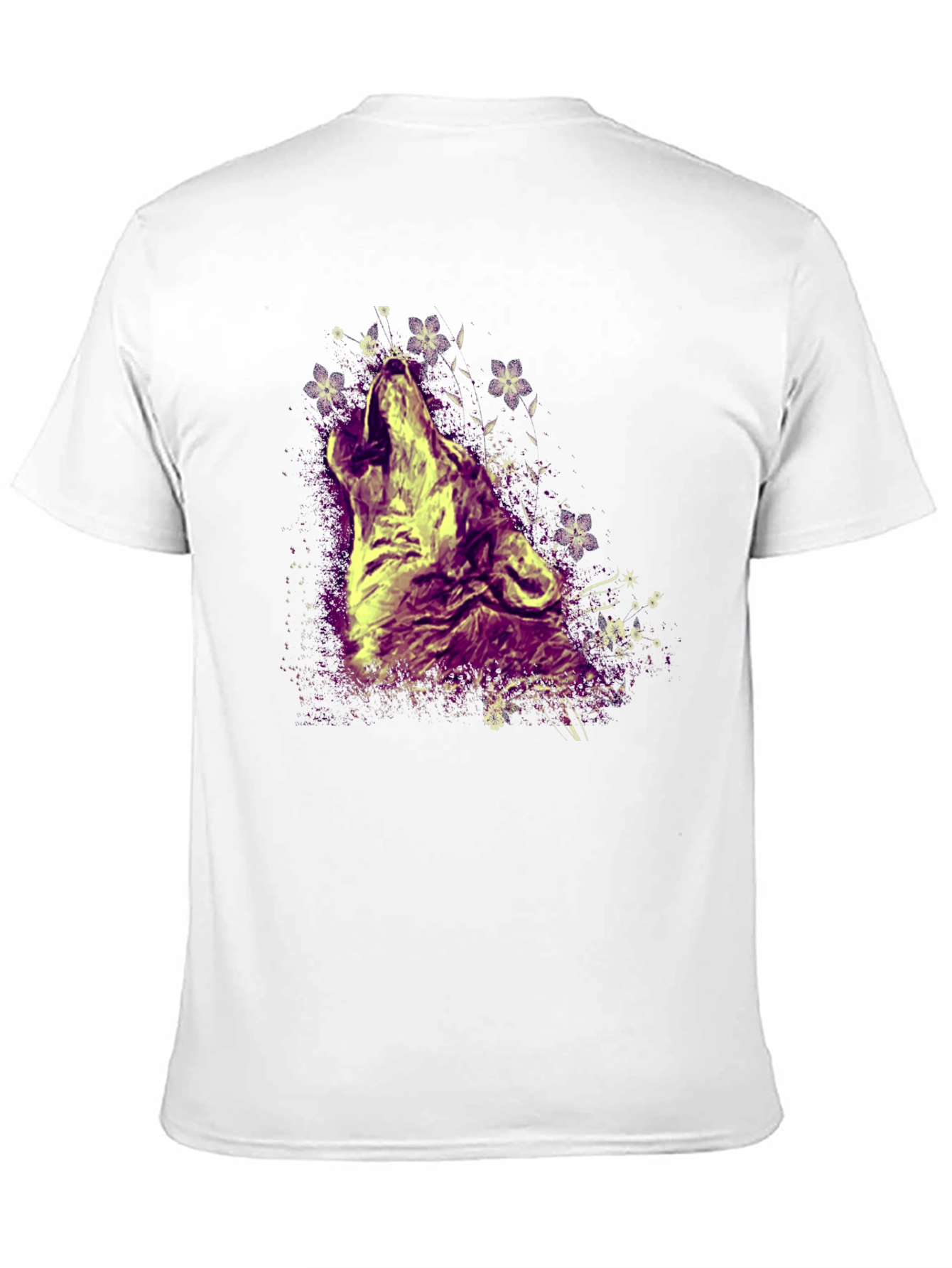 Wolf Howling T-Shirt - Graphic Print Crew Neck Tee