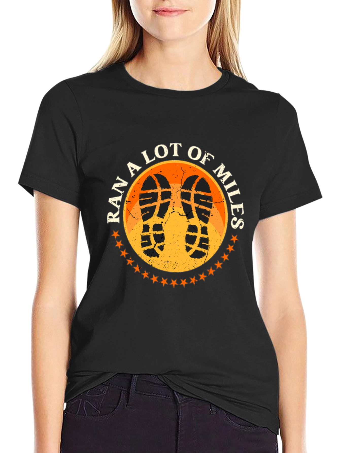 Ran A Lot of Miles Black Graphic T-Shirt