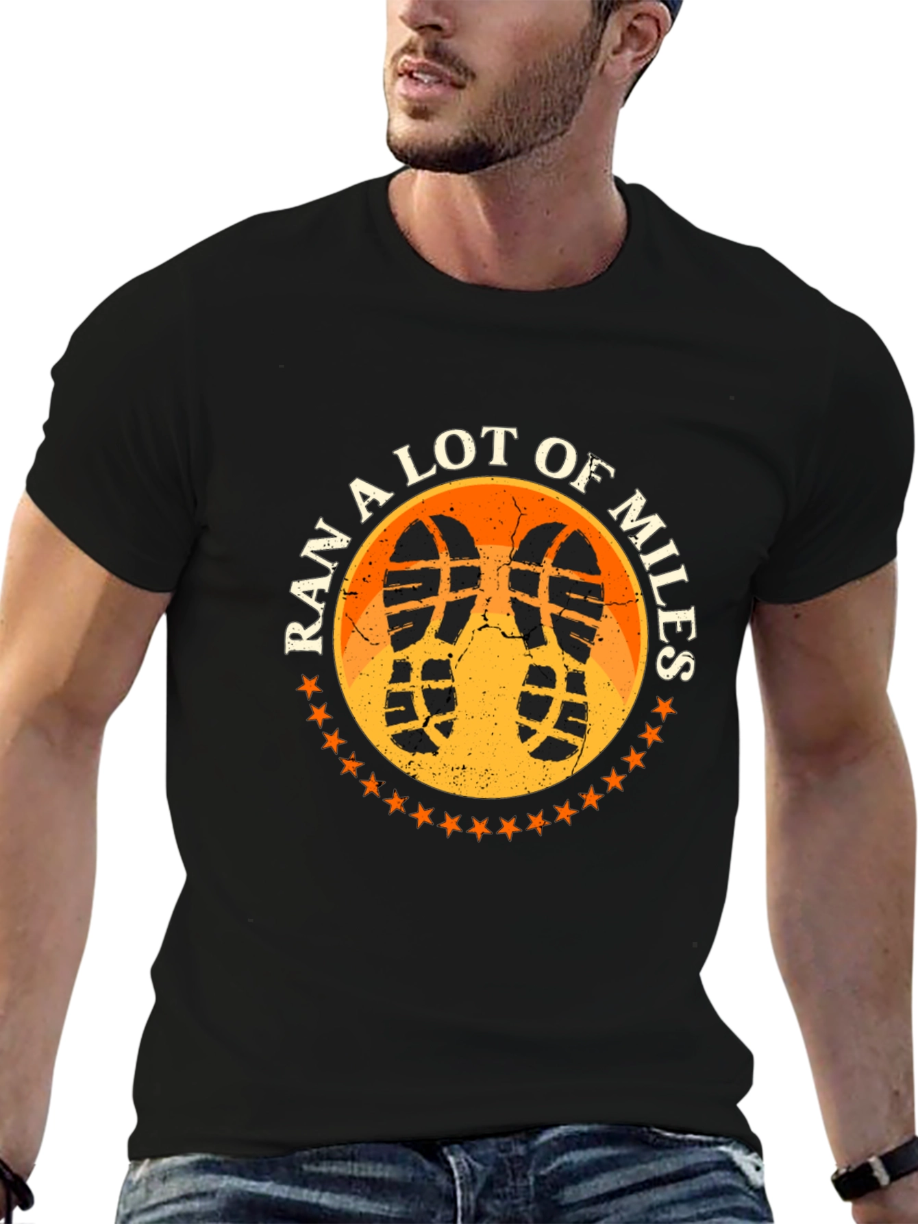 Ran A Lot of Miles Black Graphic T-Shirt