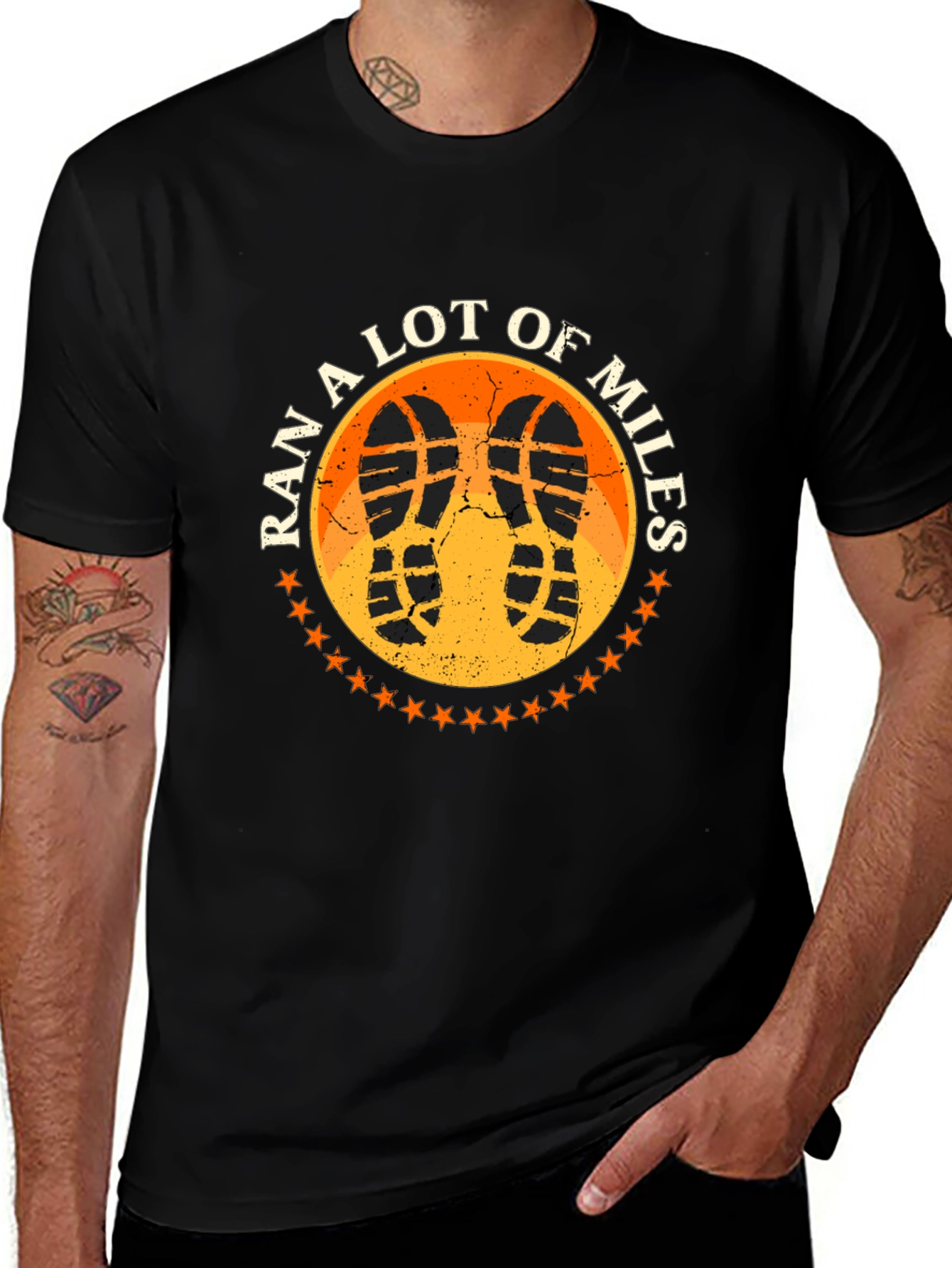 Ran A Lot of Miles Black Graphic T-Shirt