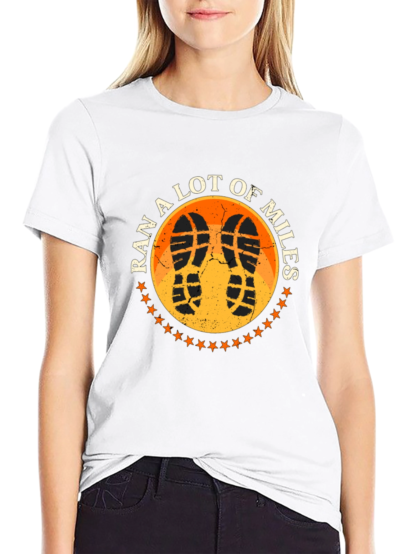 Ran A Lot of Miles Black Graphic T-Shirt