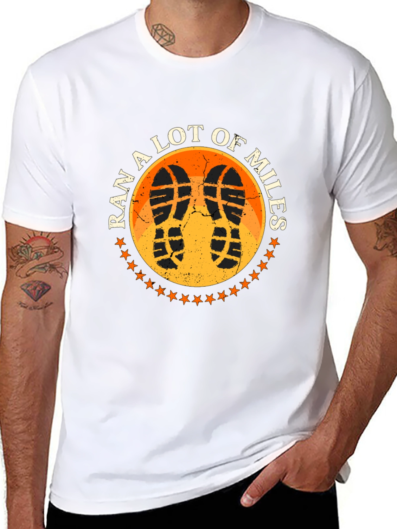 Ran A Lot of Miles Black Graphic T-Shirt