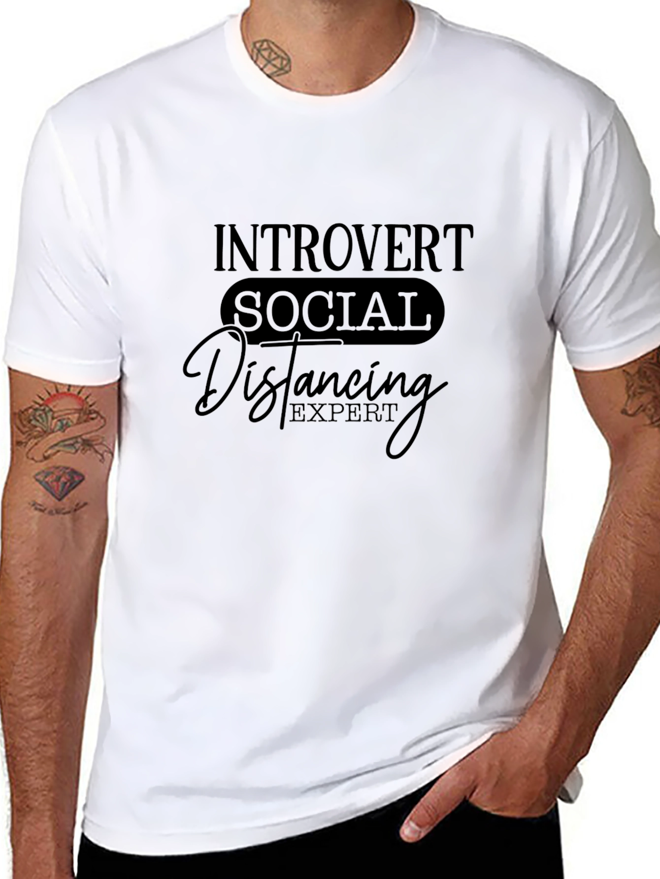 Introvert Social Distancing Expert Black T-Shirt