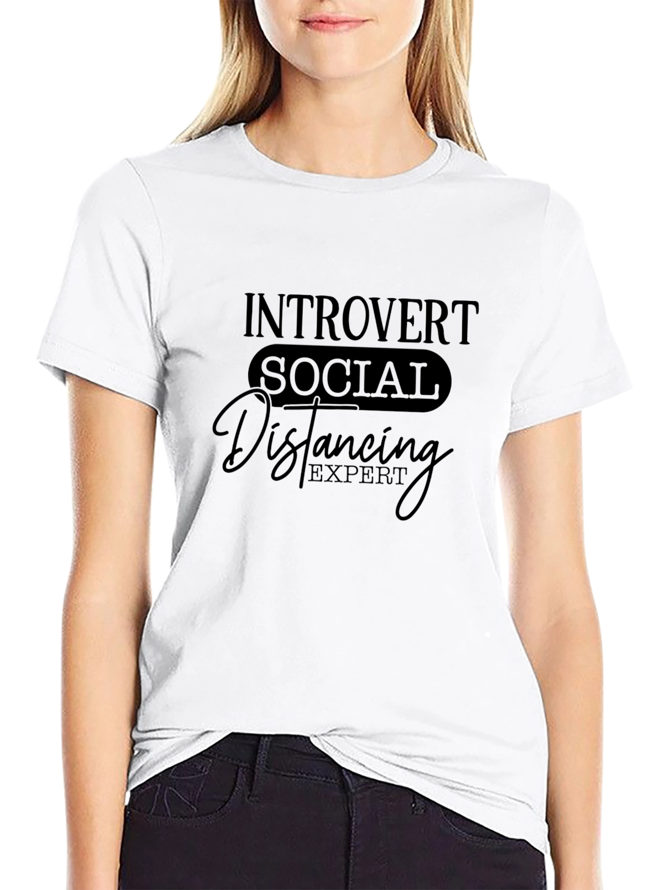 Introvert Social Distancing Expert Black T-Shirt