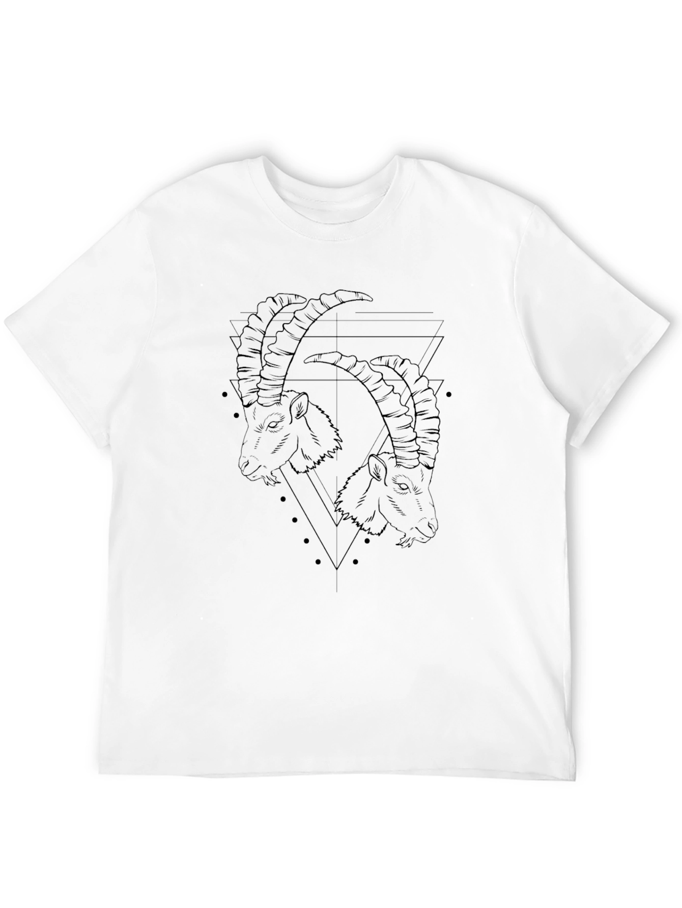 Geometric Goat Head Graphic Black T-Shirt