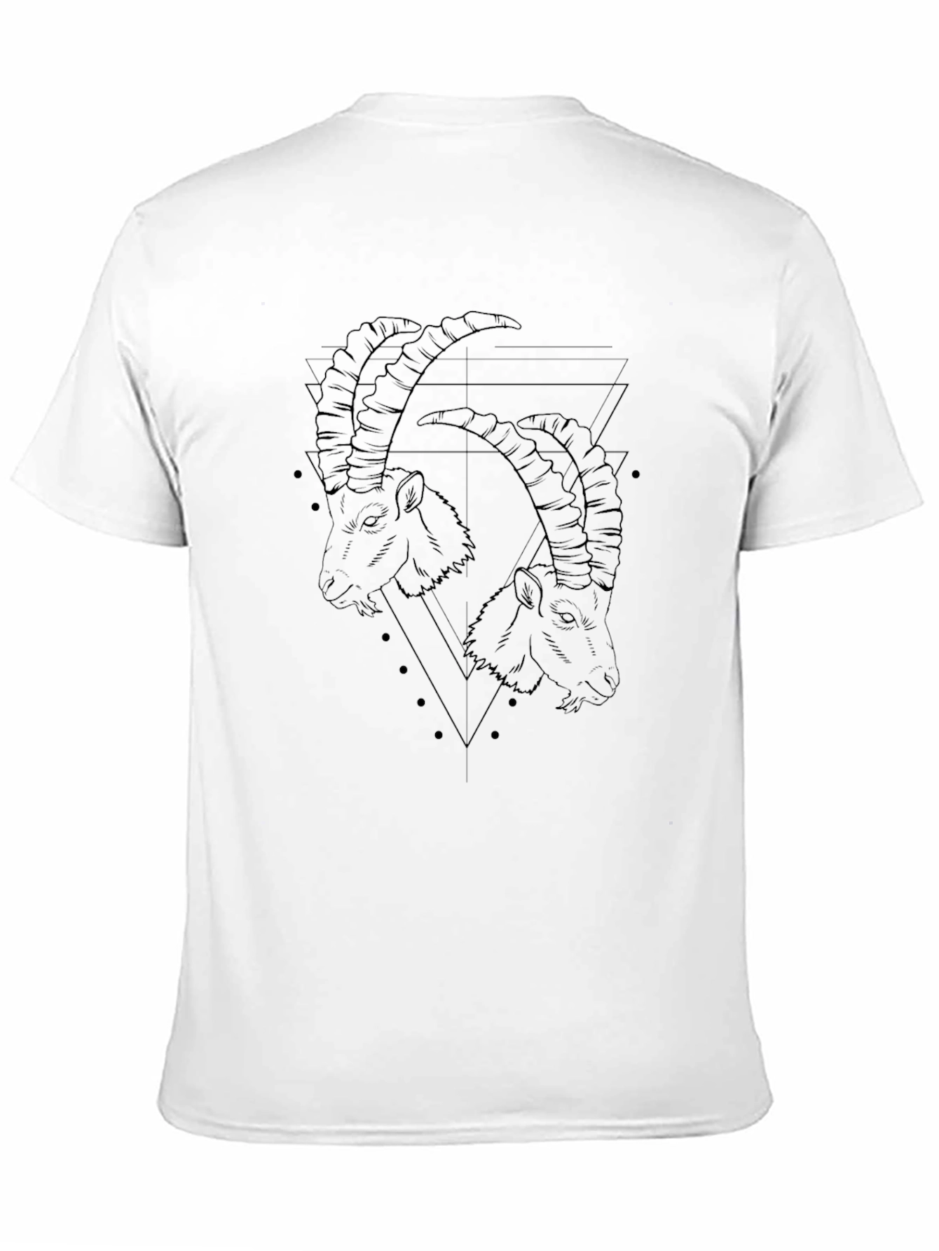Geometric Goat Head Graphic Black T-Shirt