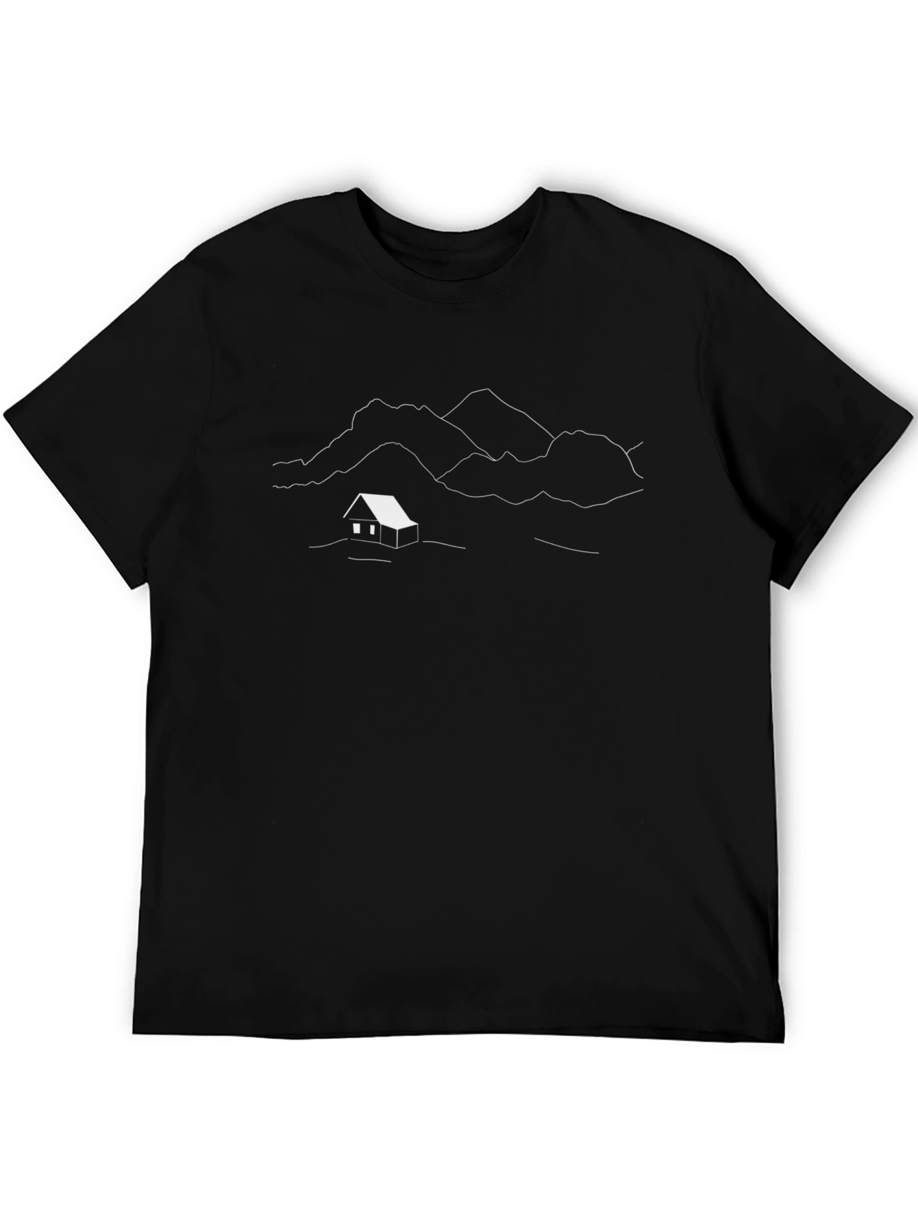 Minimalist Mountain Cabin Graphic T-Shirt