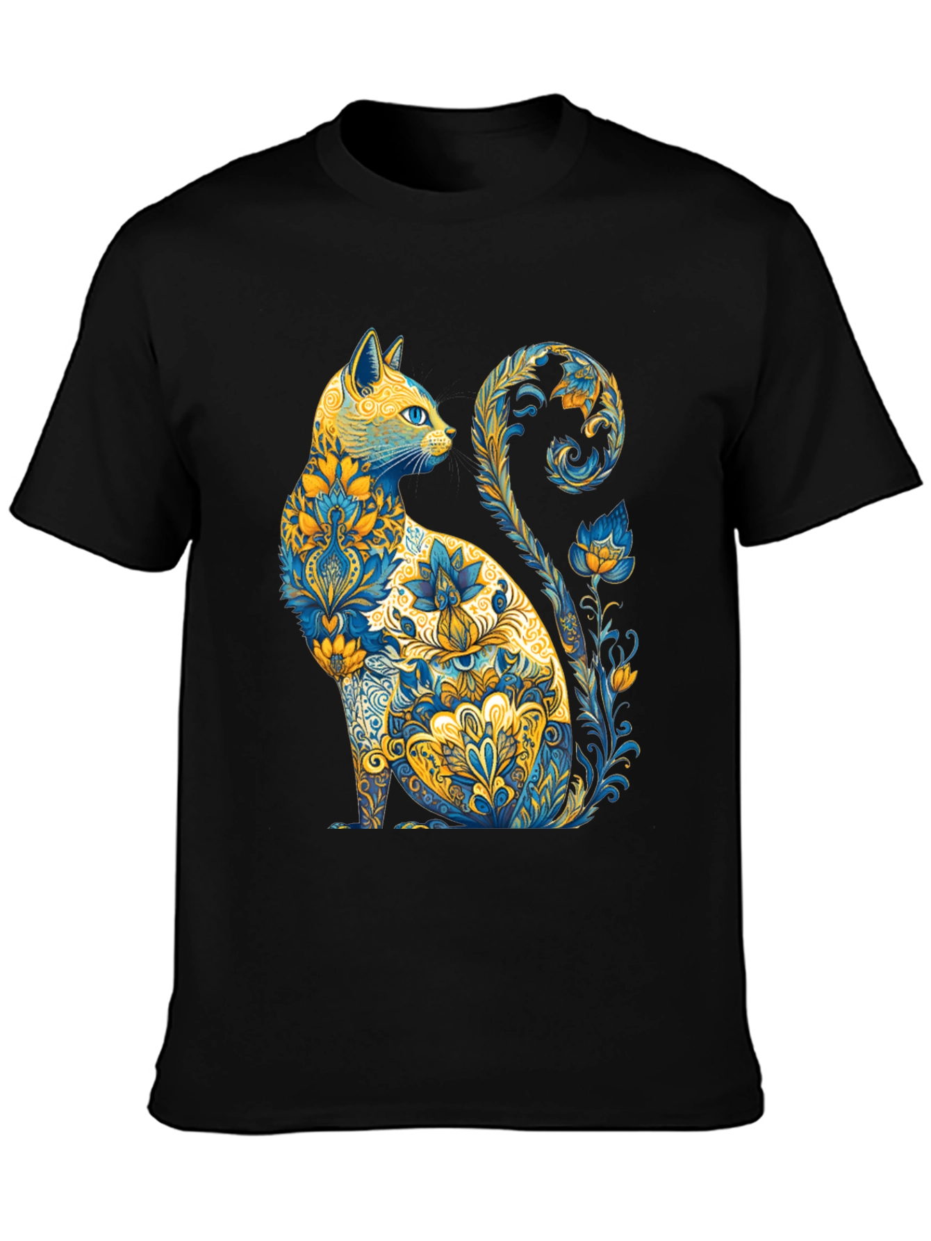 Floral Cat Graphic T-Shirt - Unique Design