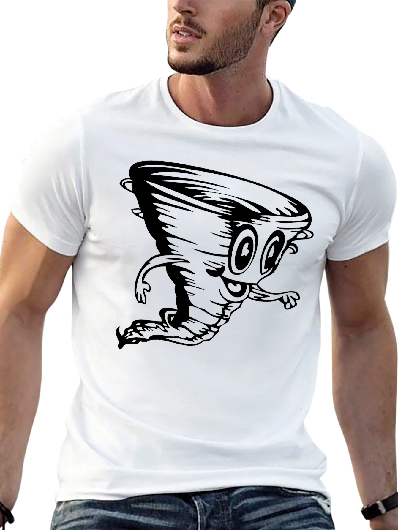 Cartoon Tornado Black T-Shirt