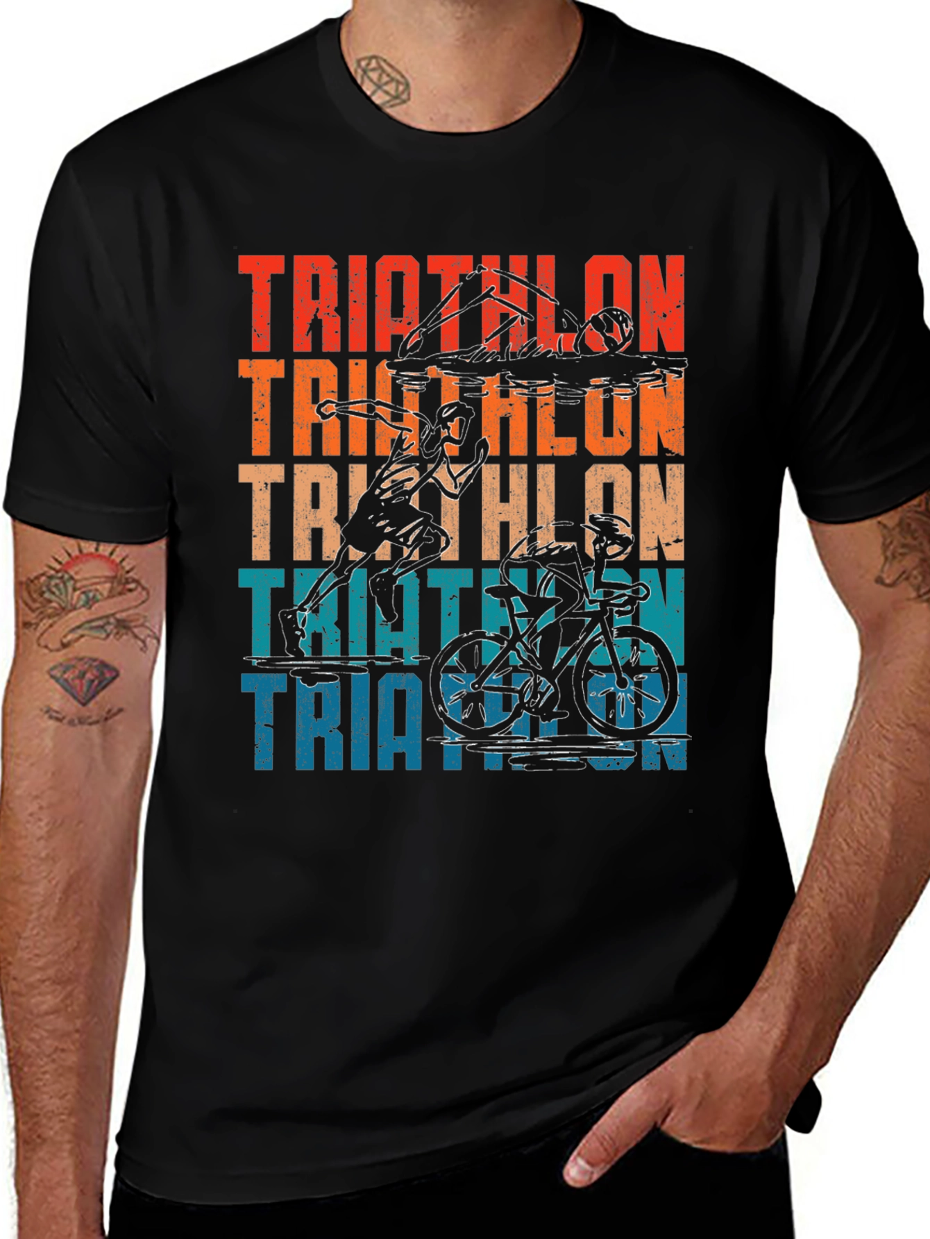 Triathlon Graphic T-Shirt - Swimmer Runner Cyclist