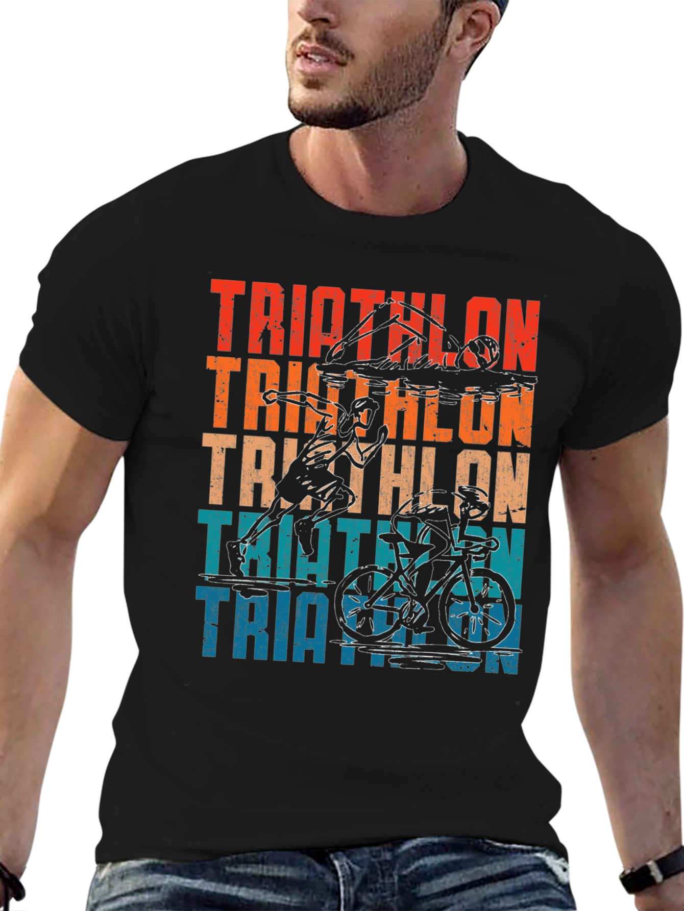 Triathlon Graphic T-Shirt - Swimmer Runner Cyclist