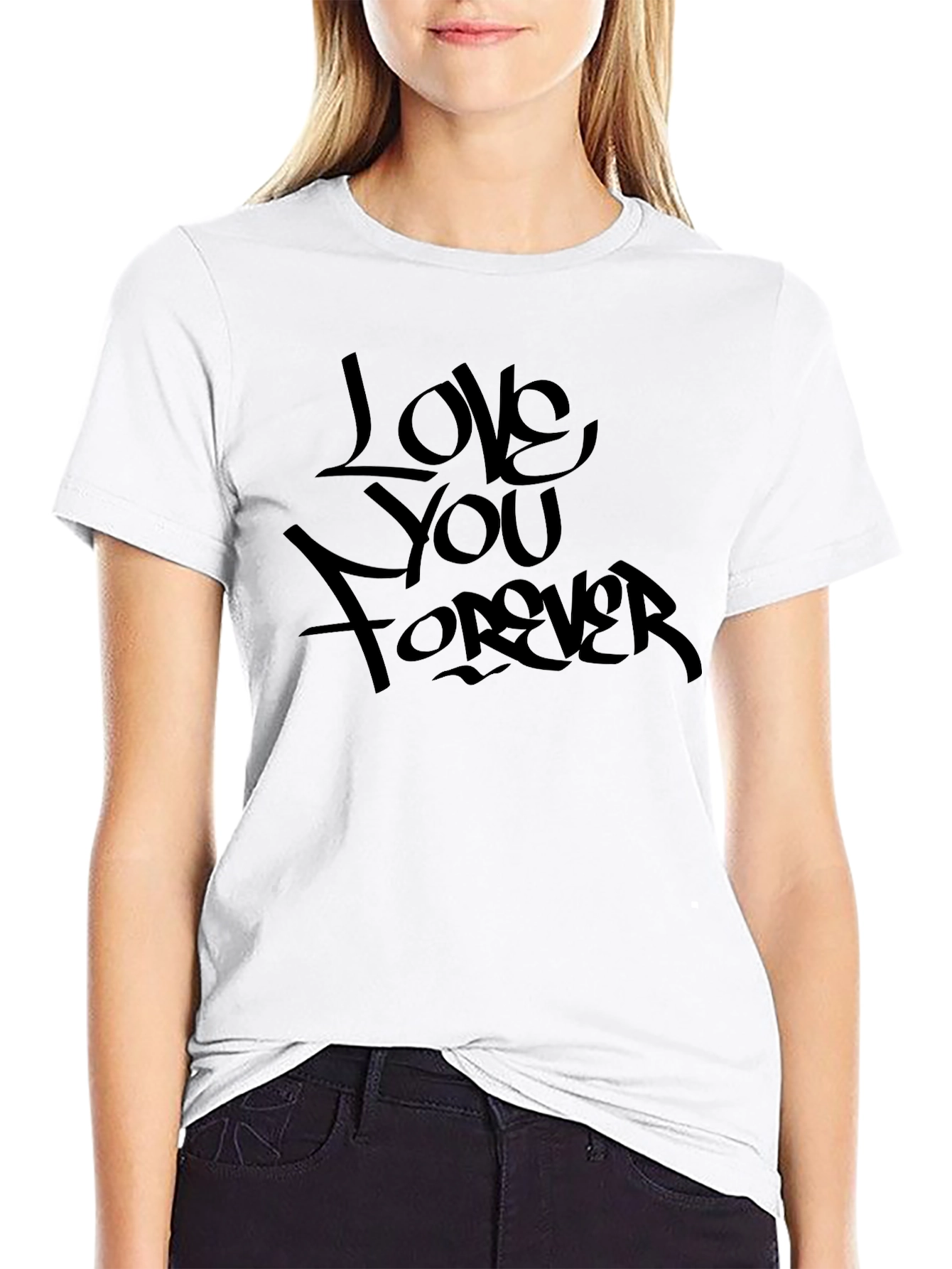Love You Forever Black Graphic T-Shirt