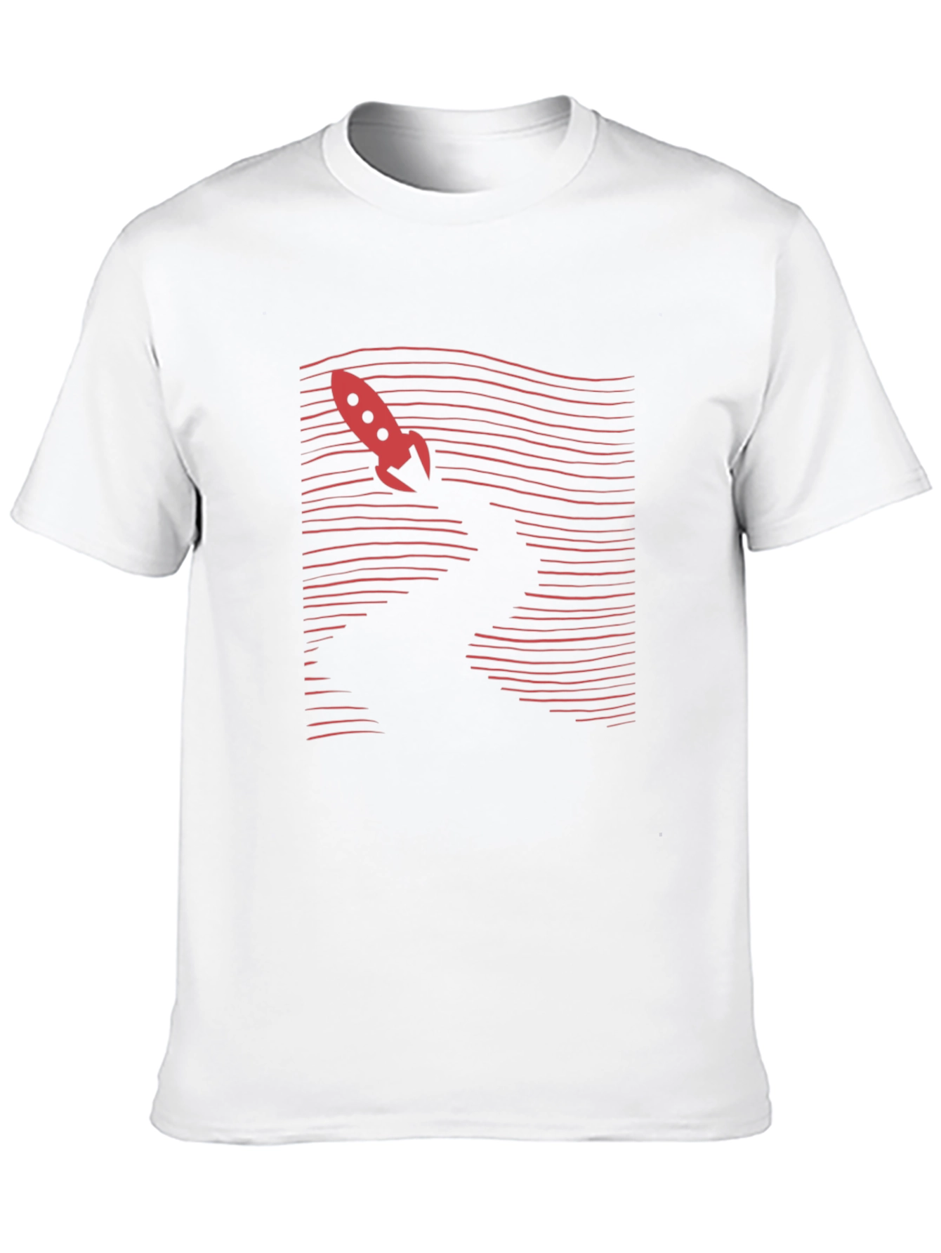 Retro Rocket Graphic Tee - Black Cotton T-Shirt