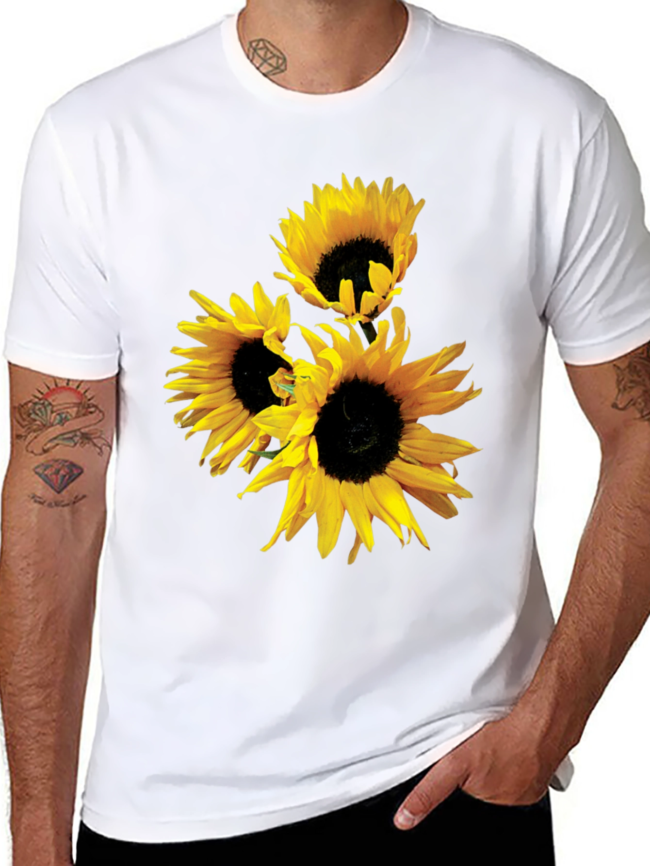 Sunflower Graphic Tee - Black Cotton Blend