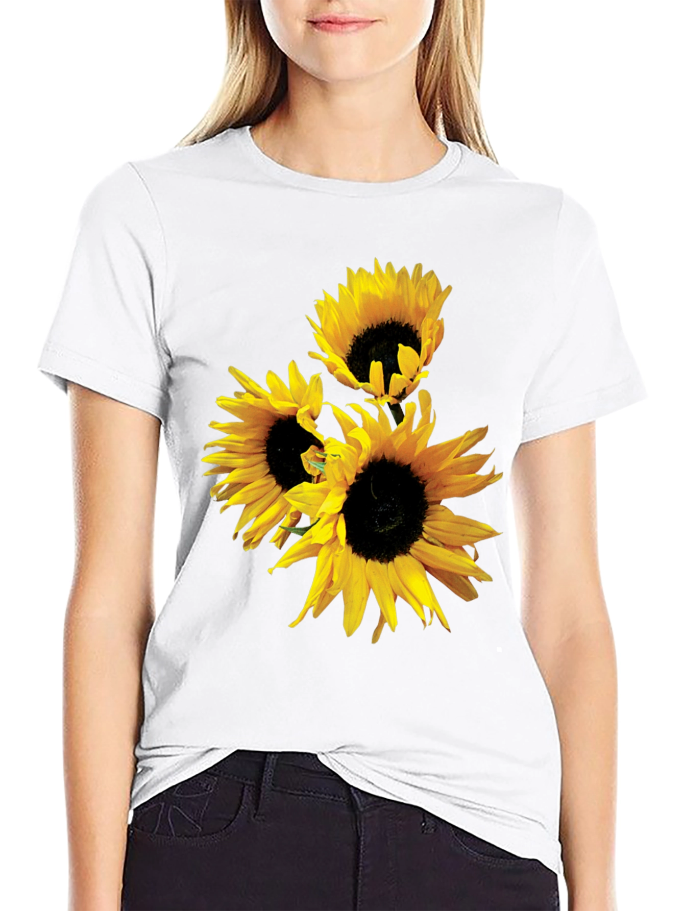 Sunflower Graphic Tee - Black Cotton Blend