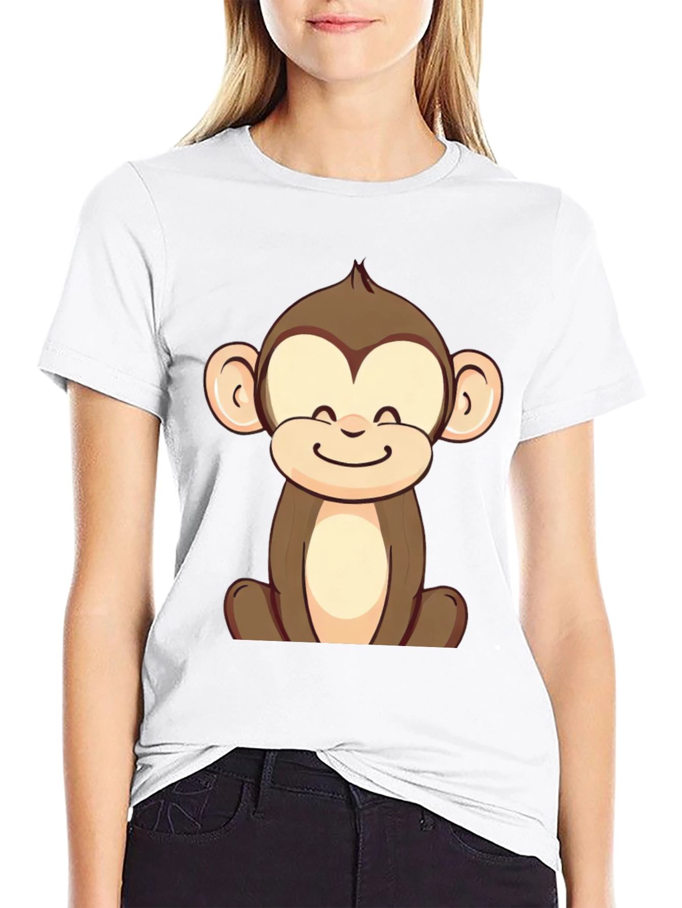 Cute Monkey Graphic Tee - Unisex Black T-Shirt