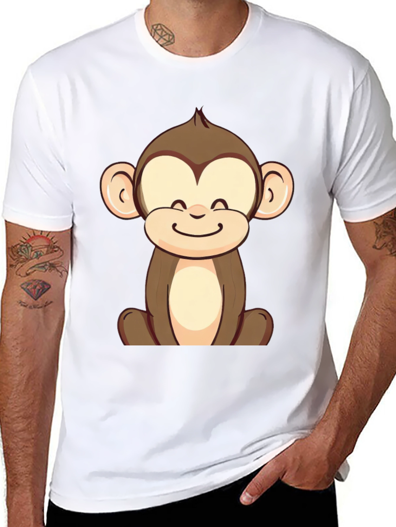 Cute Monkey Graphic Tee - Unisex Black T-Shirt