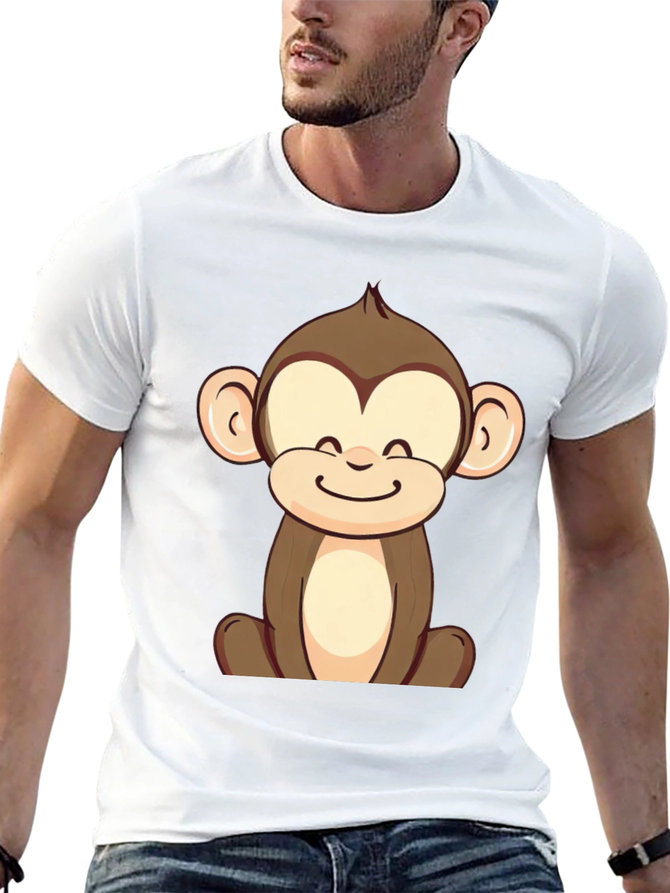 Cute Monkey Graphic Tee - Unisex Black T-Shirt