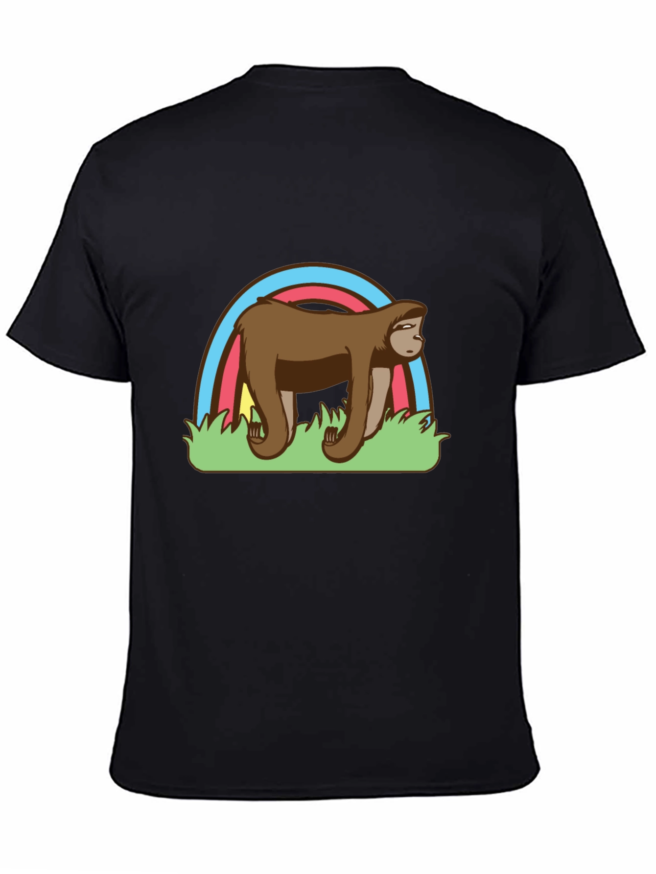 Sloth Rainbow Graphic Black T-Shirt