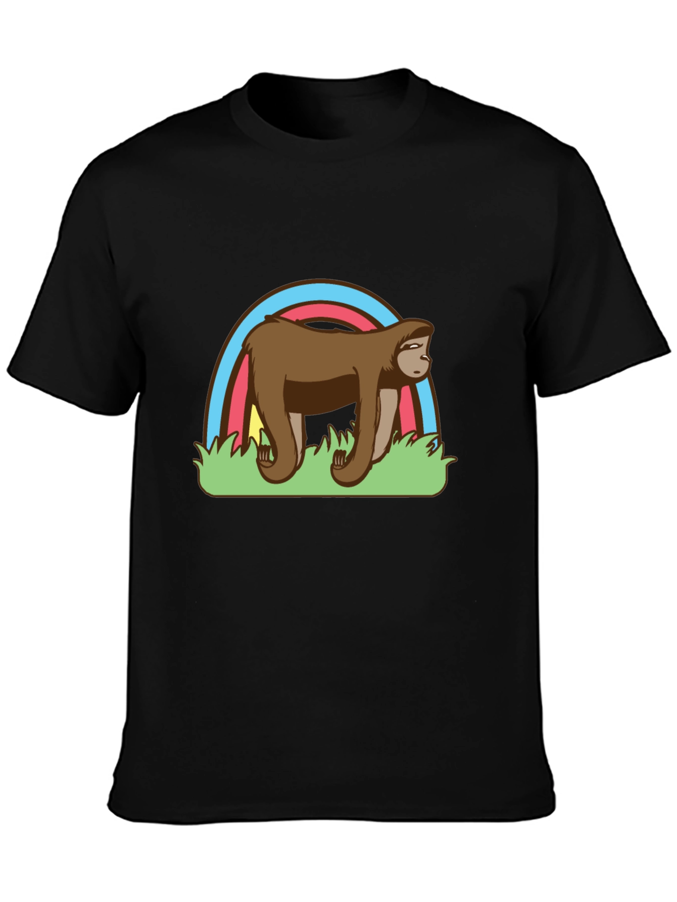 Sloth Rainbow Graphic Black T-Shirt